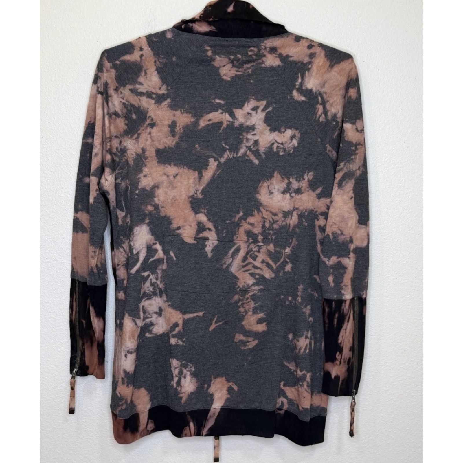 Vintage NU by Staff Woman Full Zip Tunic Jacket XL Tie Dye Pockets Long Sleeve Grunge Jersey Knit Beaded Casual Jacket Womens Size XL / US 12-14 / IT 48-50 - 7 Thumbnail