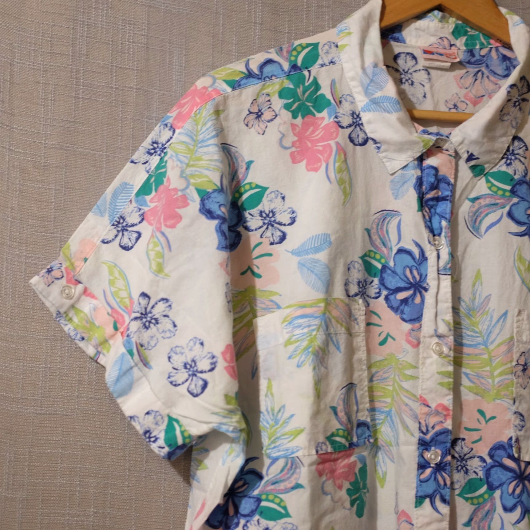 Vintage American Sweetheart Blouse Shirt Womens XX White Floral Semi-Sheer Button Up - Casual Party/Cocktail | 27 Bust 28 Length Size XXL / US 16-18 / IT 52-54 - 2 Thumbnail