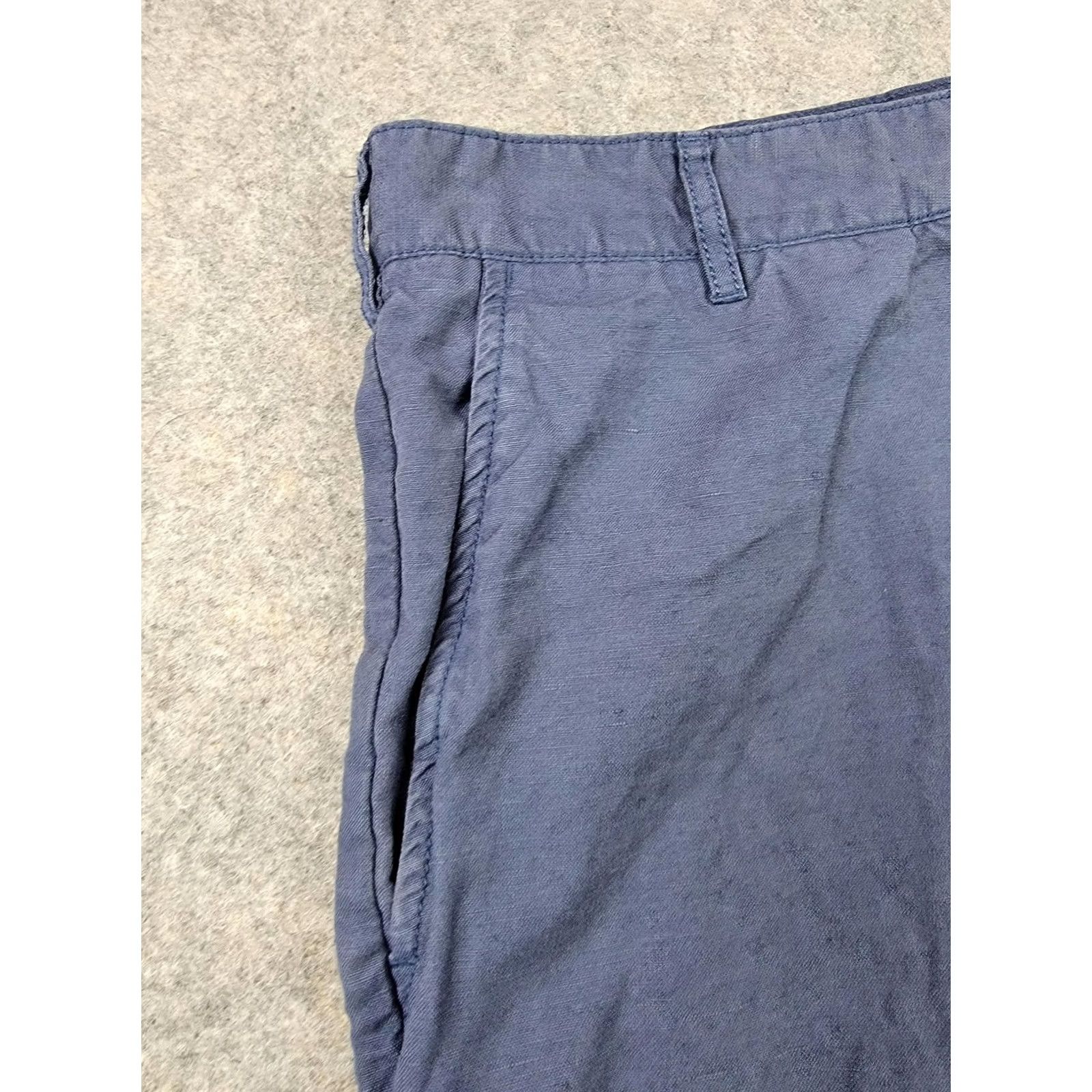 Faherty Faherty Mens 34 Chino Shorts Blue Linen Cotton Zip Fly Pockets Casual Summer Size US 34 / EU 50 - 2 Thumbnail