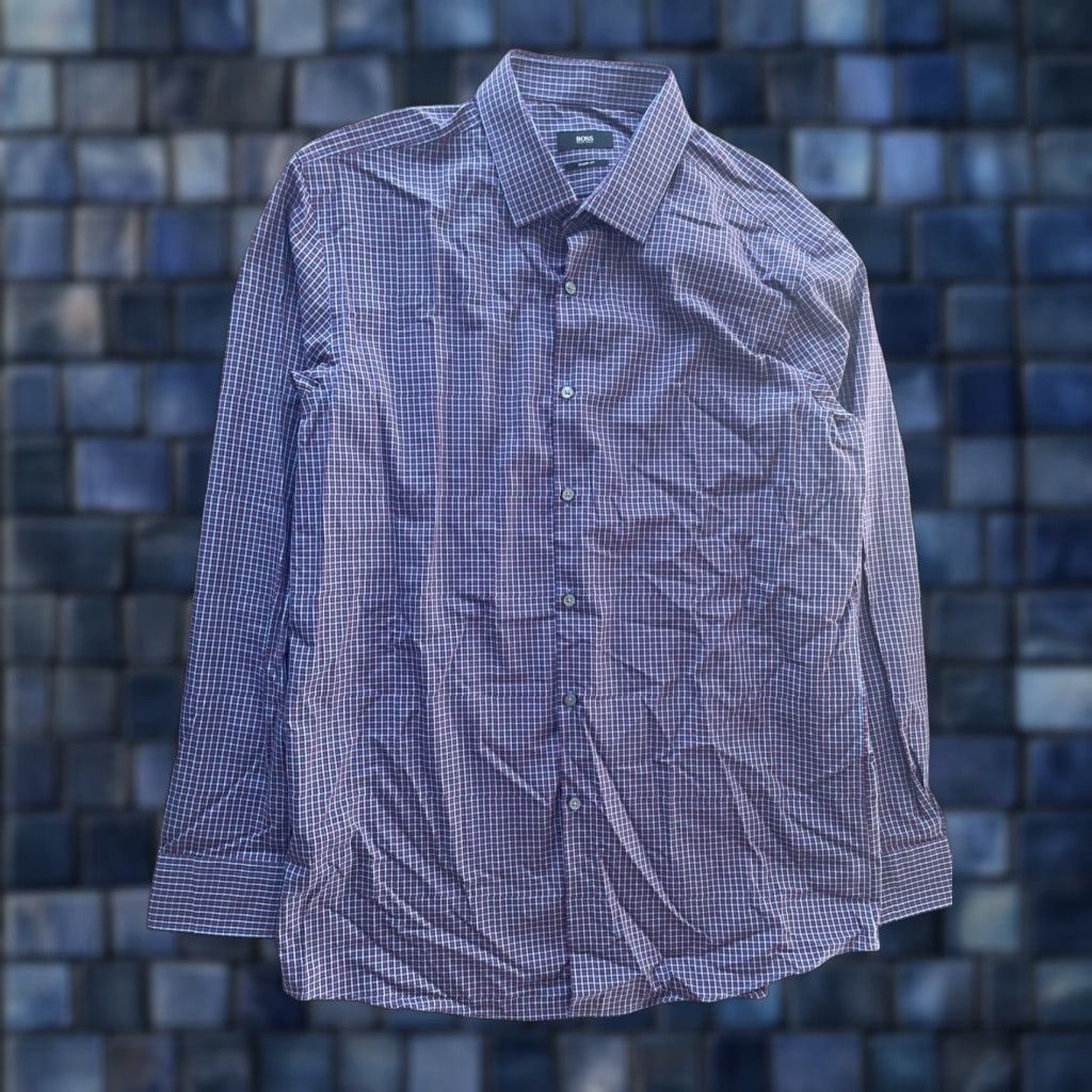 Hugo Boss HUGO BOSS Dress Shirt Mens 17.5 34/35 Plaid Long Sleeve Mulitcolor Sh s? Size 48R - 1 Thumbnail