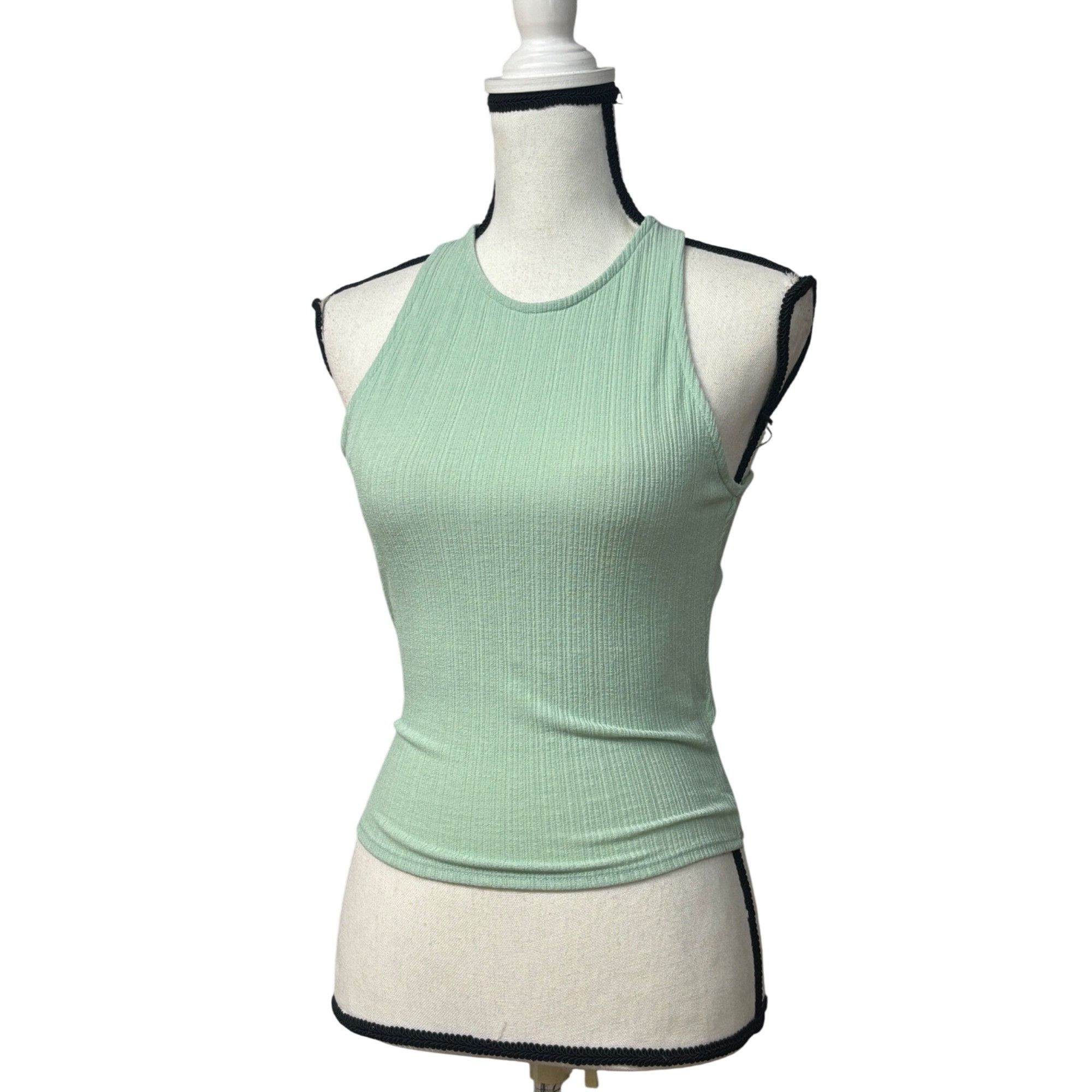 Other LUSH Junior’s Ribbed Sleeveless Wrap Tie Back Top, Mint Gree Size M / US 6-8 / IT 42-44 - 1 Thumbnail