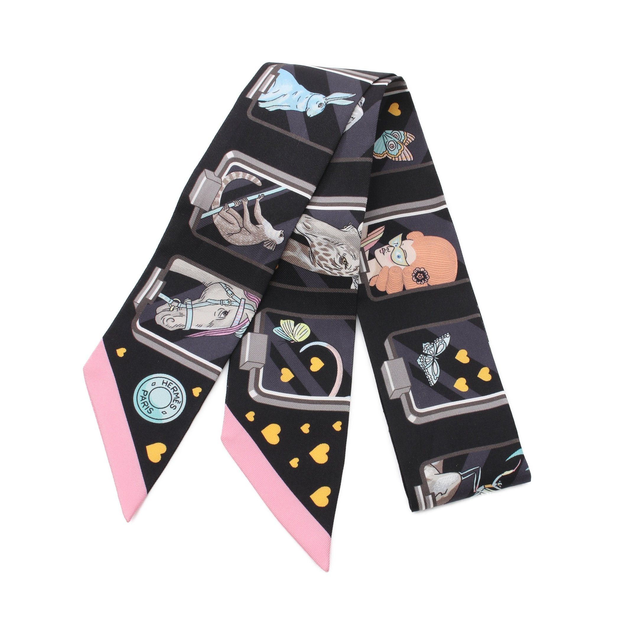 Hermes Hermes Twilly Hermes Story Ribbon Scarf Silk Black Multicolor Size ONE SIZE - 1 Thumbnail