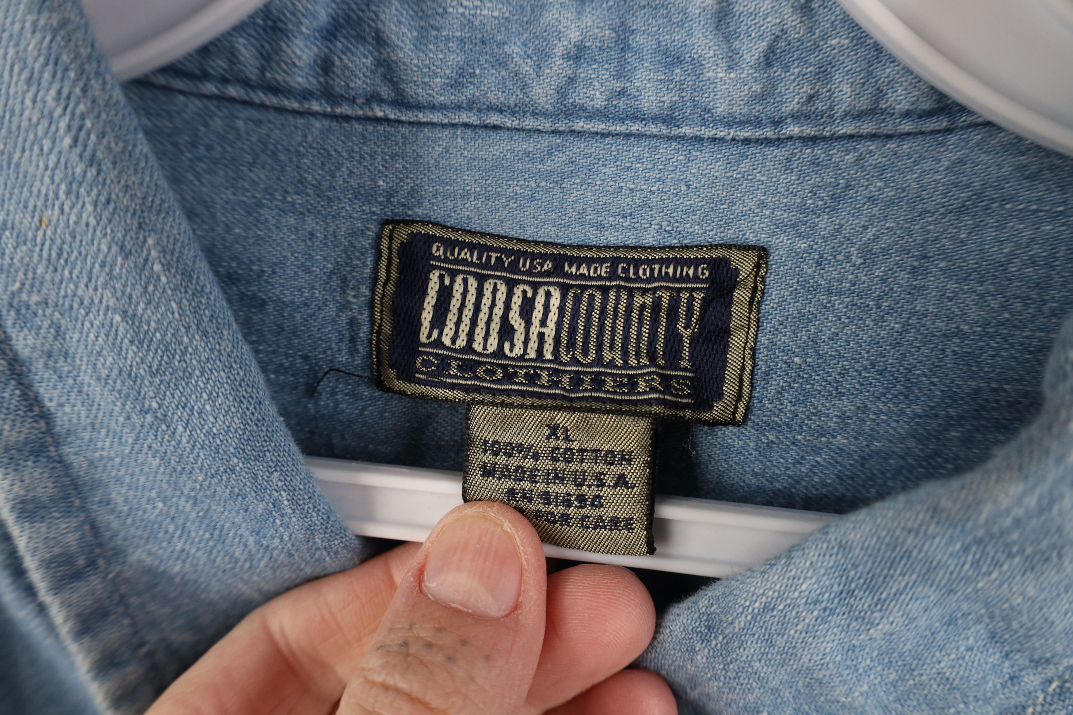 Vintage Vintage 90s Plumbers Union Denim Button Down Shirt Blue USA Size US XL / EU 56 / 4 - 10 Thumbnail