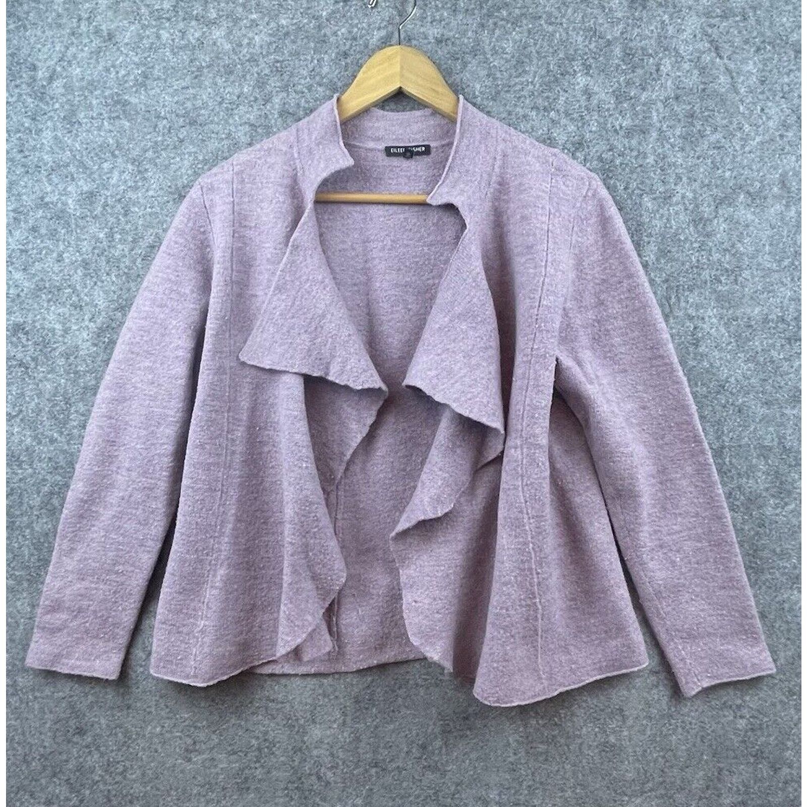 Eileen Fisher Eileen Fisher Sweater Womens L Lavender Open Cardigan Cozy Size L / US 10 / IT 46 - 1 Thumbnail