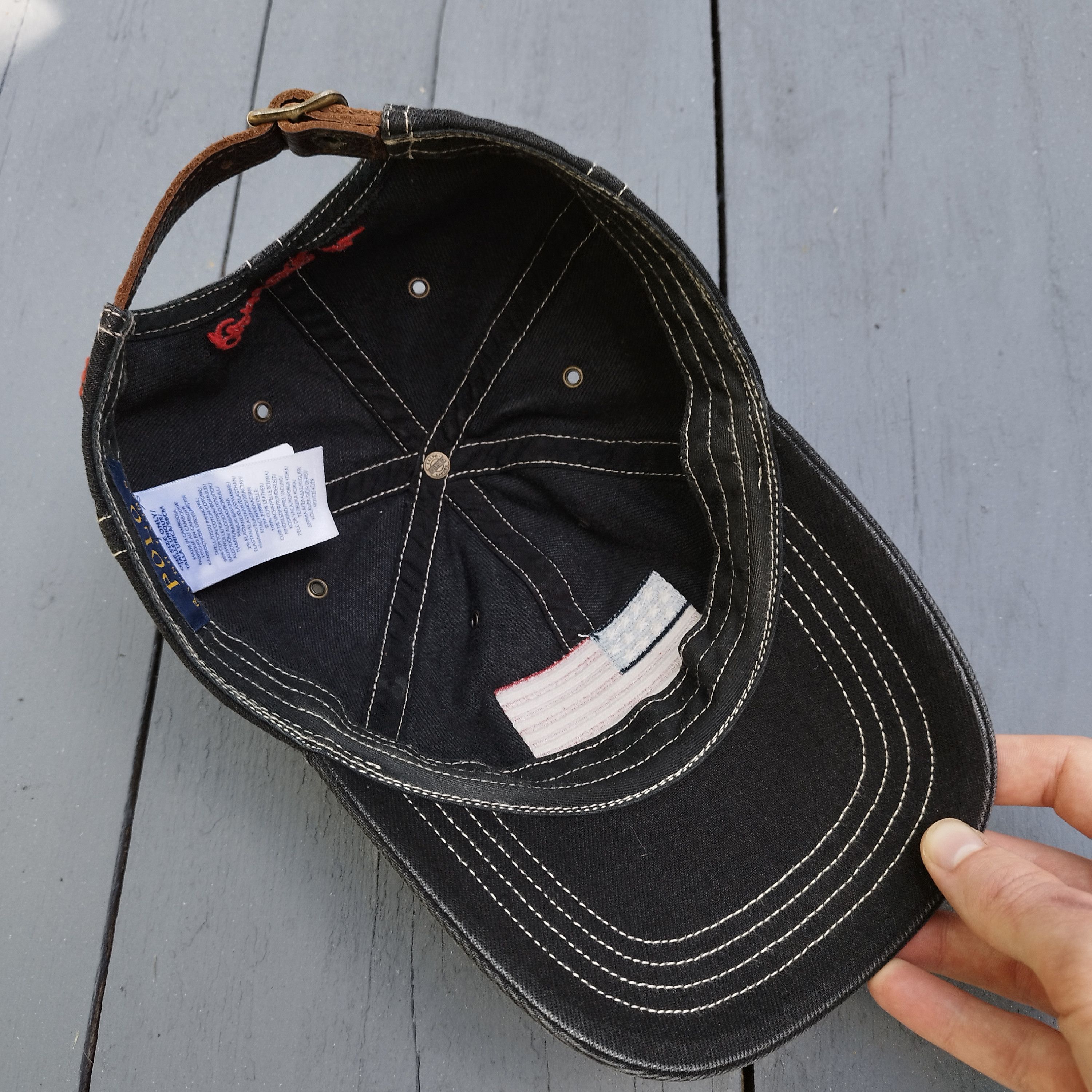 Polo Ralph Lauren Vintage Polo Ralph Lauren USA Flag Denim Cap Leather Strap Size ONE SIZE - 9 Thumbnail