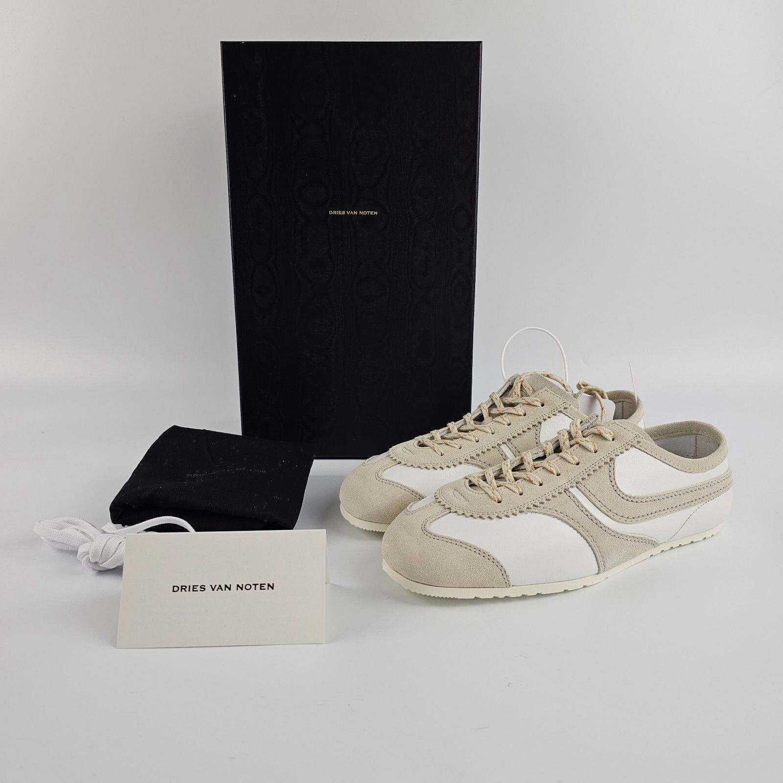 DRIES VAN NOTEN Women's Beige/White Leather Sneakers New And