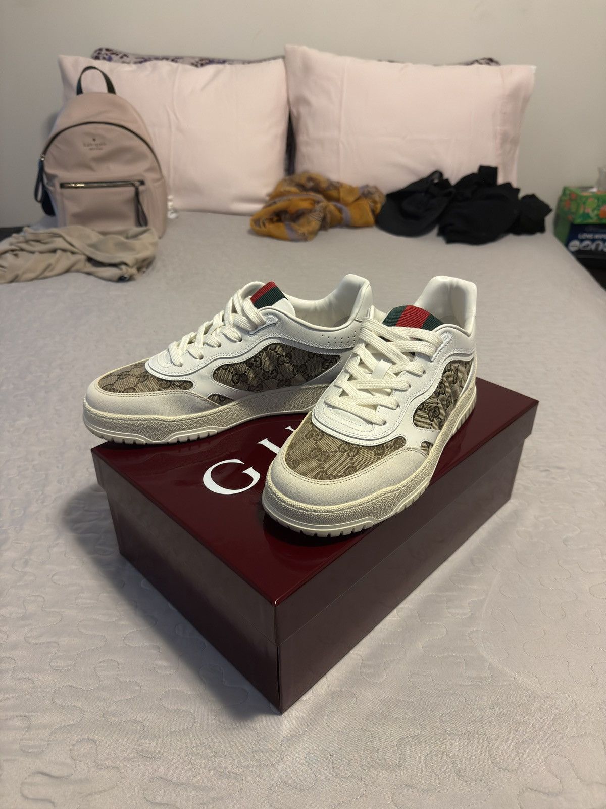 Gucci Gucci Men's Leather Re-Web Sneaker Size US 10.5 / EU 43-44 - 6 Thumbnail