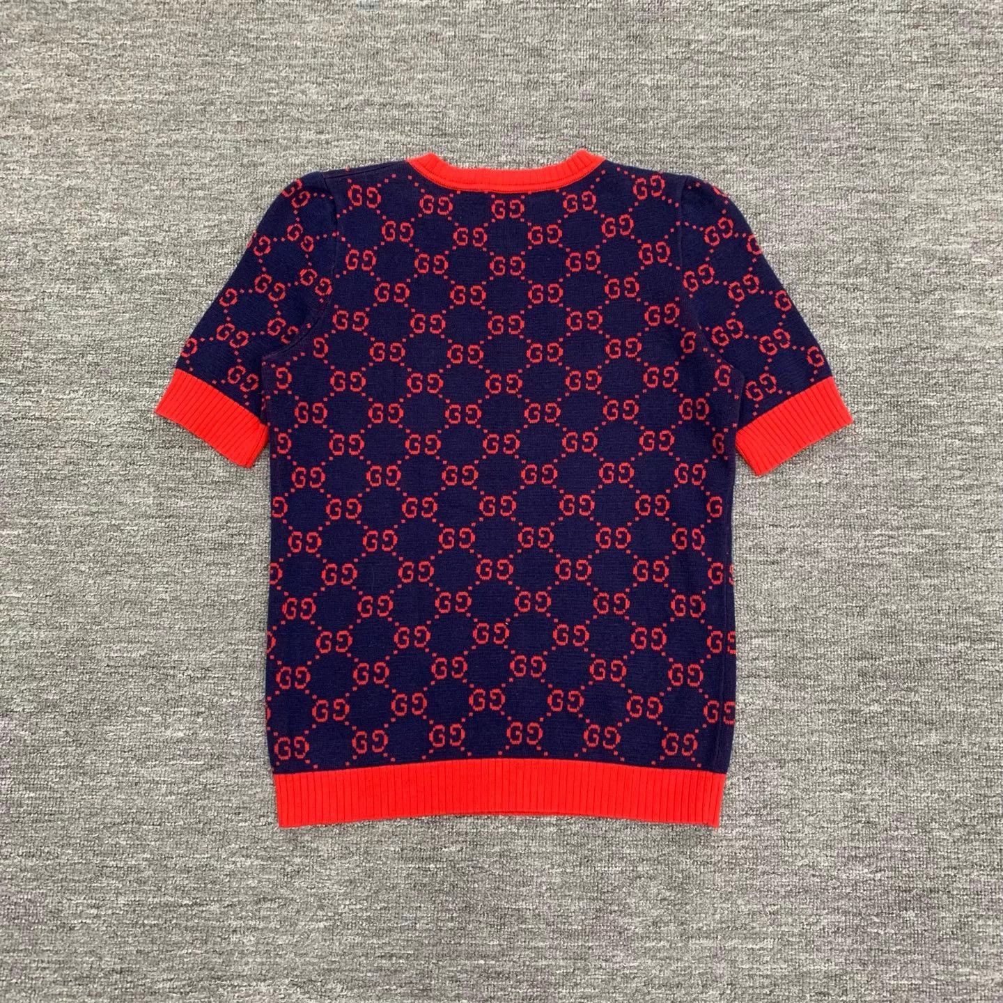 Gucci Gucci GG Red Blue All Over Print Knit Tee S Size S / US 4 / IT 40 - 2 Thumbnail