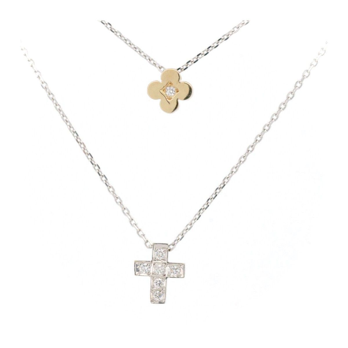 Mikimoto Mikimoto Mikimoto Perlita Au750 White Gold Au750 Yellow Gold Necklace Metal Necklace DUTY FREE for USA Size ONE SIZE - 1 Thumbnail