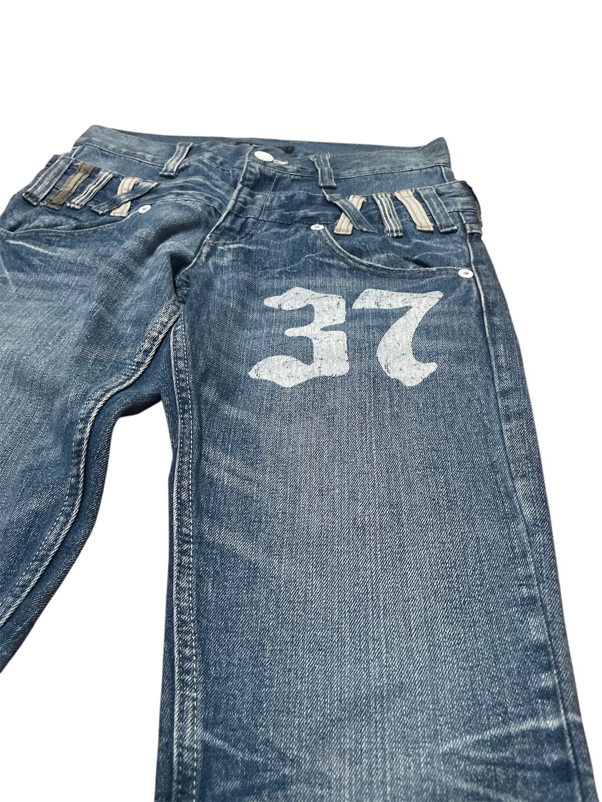 Japanese Brand × Vintage Double Waist Crazy Lightning Wash Jeans Size US 30 / EU 46 - 4 Thumbnail