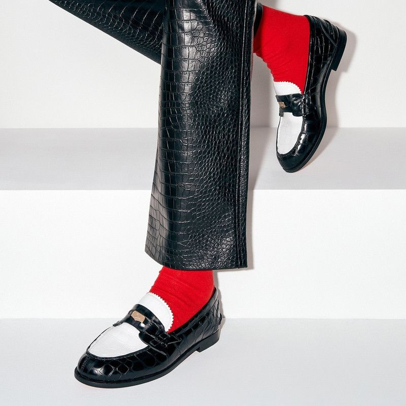 Christian Louboutin os11x0526 Penny Donna Loafers in Black/White Size US 11 / IT 41 - 3 Thumbnail