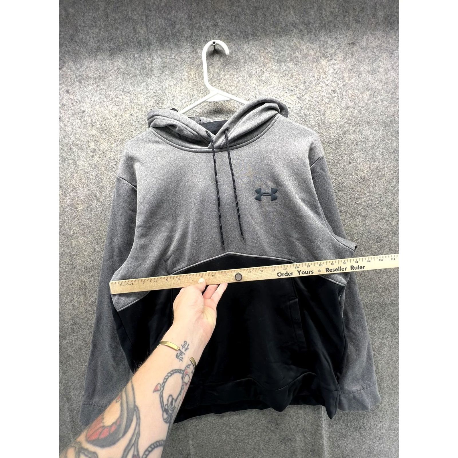 Under Armour Under Armour Hoodie Mens Large Gray Black ColdGear Pullover Fleece Sweatshirt Size US L / EU 52-54 / 3 - 3 Thumbnail
