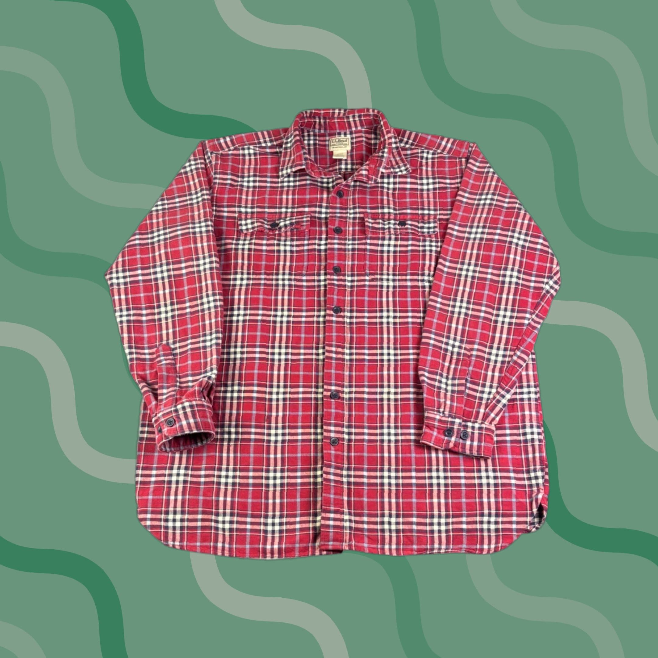 Vintage LL Bean Mans XL Tall Red Plaid Flannel Shirt Cotton 277982 90s Size US XL / EU 56 / 4 - 1 Thumbnail
