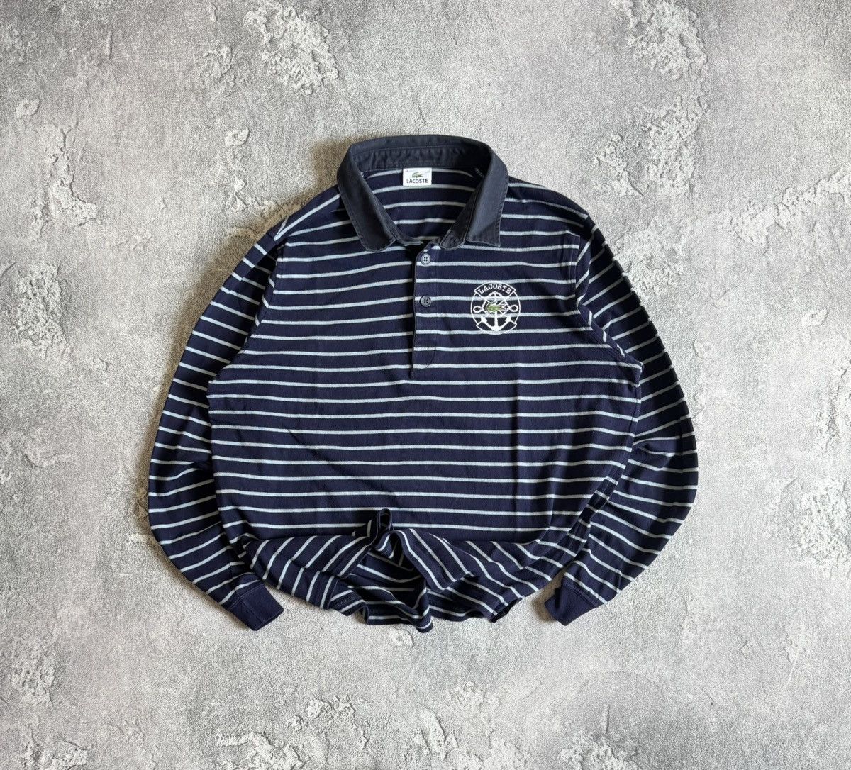 Lacoste × Vintage Lacoste XL striped rugby polo long sleeve sweatshirt jumper Size US XL / EU 56 / 4 - 1 Thumbnail
