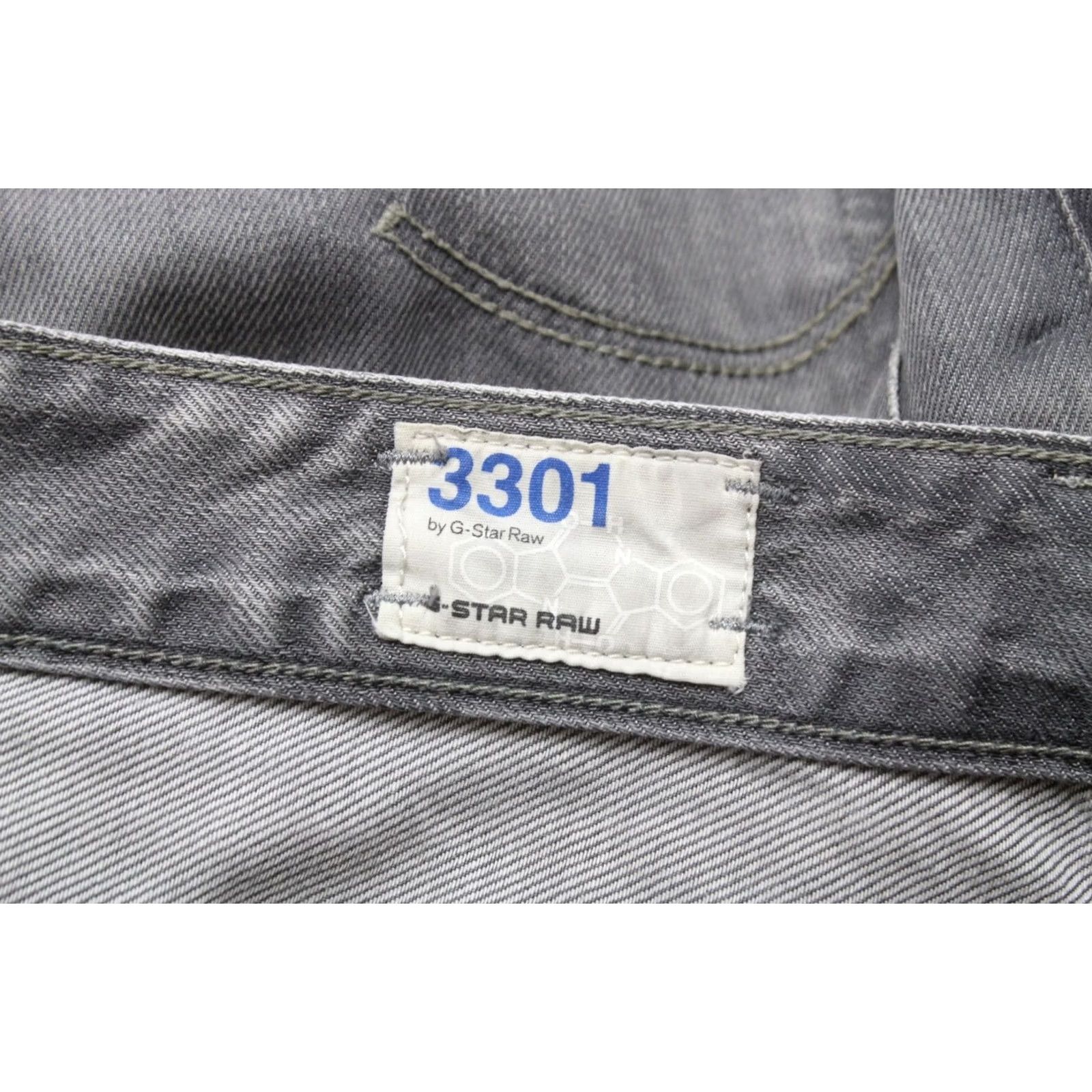 G-Star G-STAR 3301 Low Tapered Jeans Mens W32/L30 Whiskers Faded Grey Button Fly Jeans Size US 32 / EU 48 - 7 Thumbnail