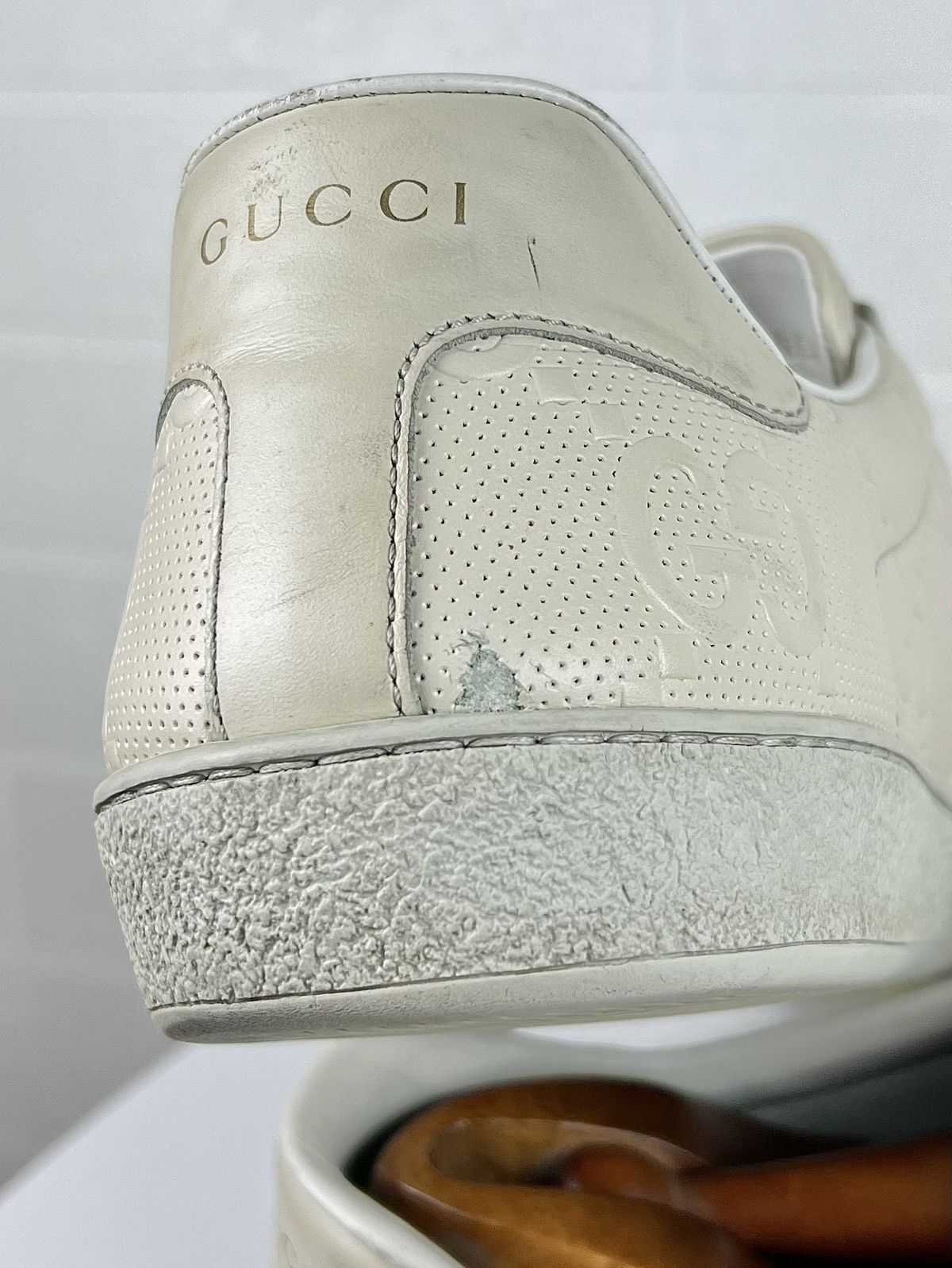 Gucci GUCCI Sneakers Leather Embossed GG Interlocking Monogram Men Size US 11.5 / EU 44-45 - 11 Thumbnail