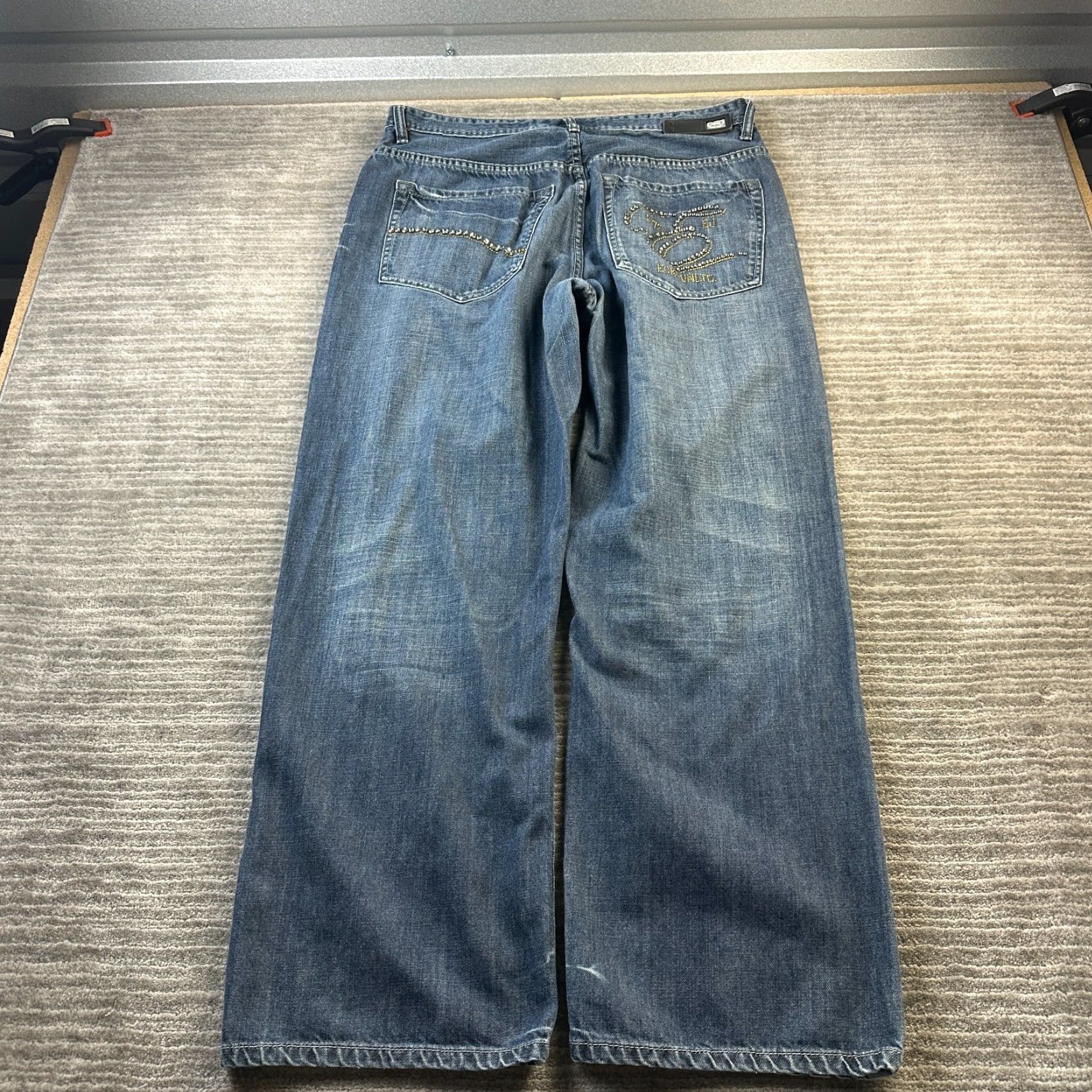 Ecko Unltd. VINTAGE Ecko Unltd Jeans Mens 36x30 Gray Denim Pants Y2K Rhinestones Baggy 10" Jeans Size US 36 / EU 52 - 3 Thumbnail