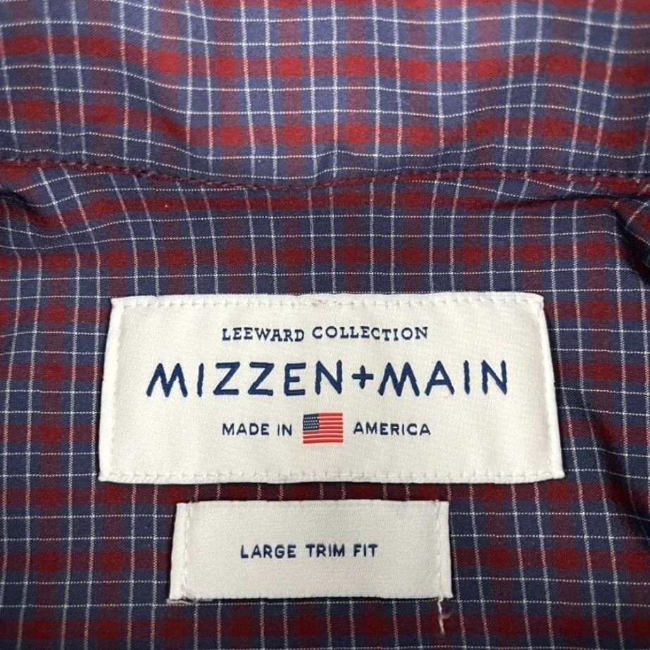 Mizzen+Main MIZZEN + MAIN Shirt Mens Large Trim Fit Blue Red Checked Button Down Stretch L/S Dress Shirt Size US M / EU 48-50 / 2 - 3 Thumbnail
