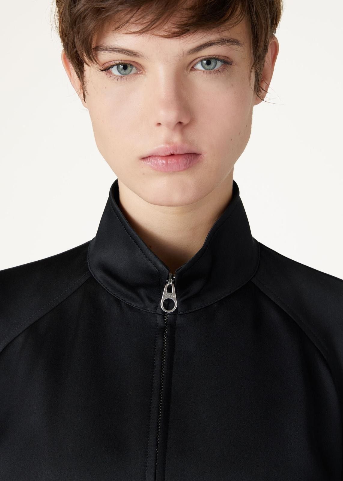 Loro Piana o1srvl11e0125 FAN6397 Satin Bomber Jacket in Black Size M / US 6-8 / IT 42-44 - 4 Thumbnail