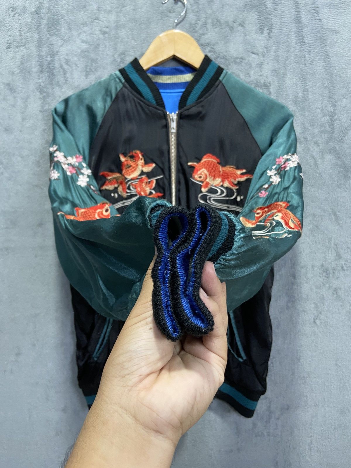 Japanese Brand Japanese classic script Silk Reversible Sukajan Koi Size US M / EU 48-50 / 2 - 10 Thumbnail