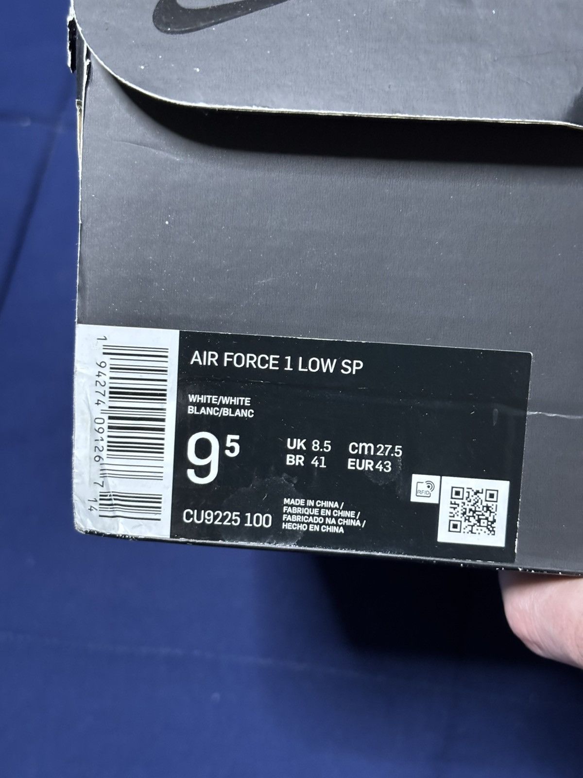 Nike Supreme x Nike Air Force 1 Low Box Logo White 2020 Size 9.5 Size US 9.5 / EU 42-43 - 8 Thumbnail
