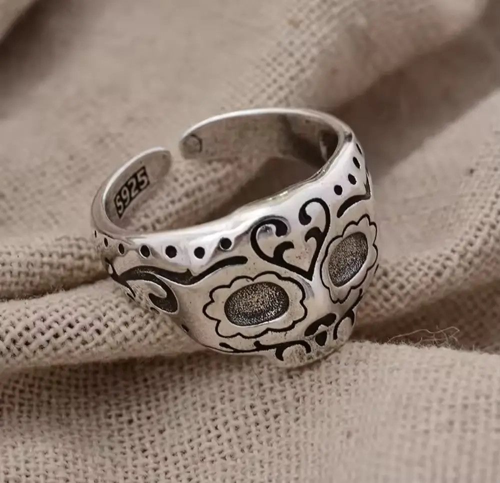 Jewelry Exaggerated Skull Mask Design Vintage Thai Silver Ring Size ONE SIZE - 2 Thumbnail