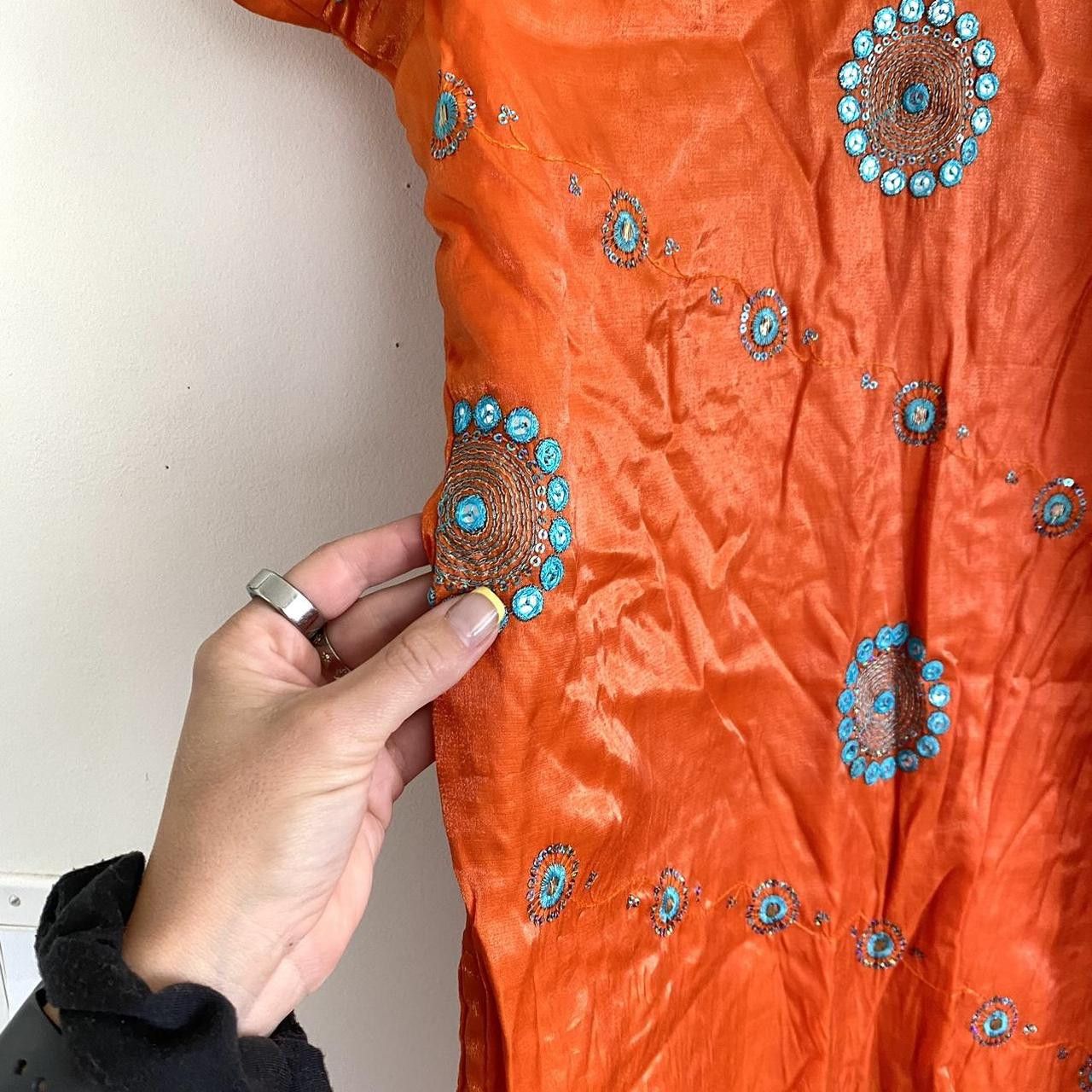 Vintage VINTAGE INDIAN ORANGE TURQUOISE SEQUIN TOP DRESS SMALL Size S / US 4 / IT 40 - 5 Thumbnail