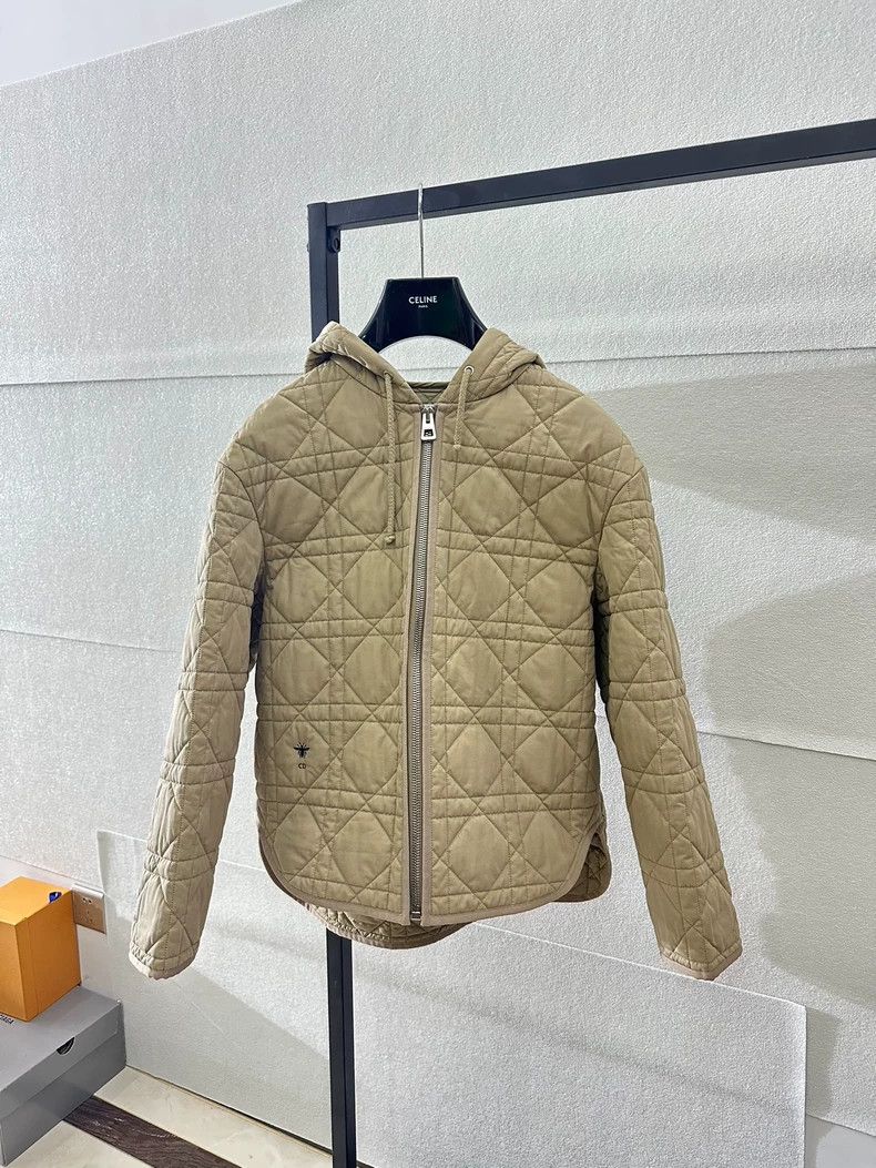 Dior Khaki diamond hooded cotton clothes jacket 2503-Ne