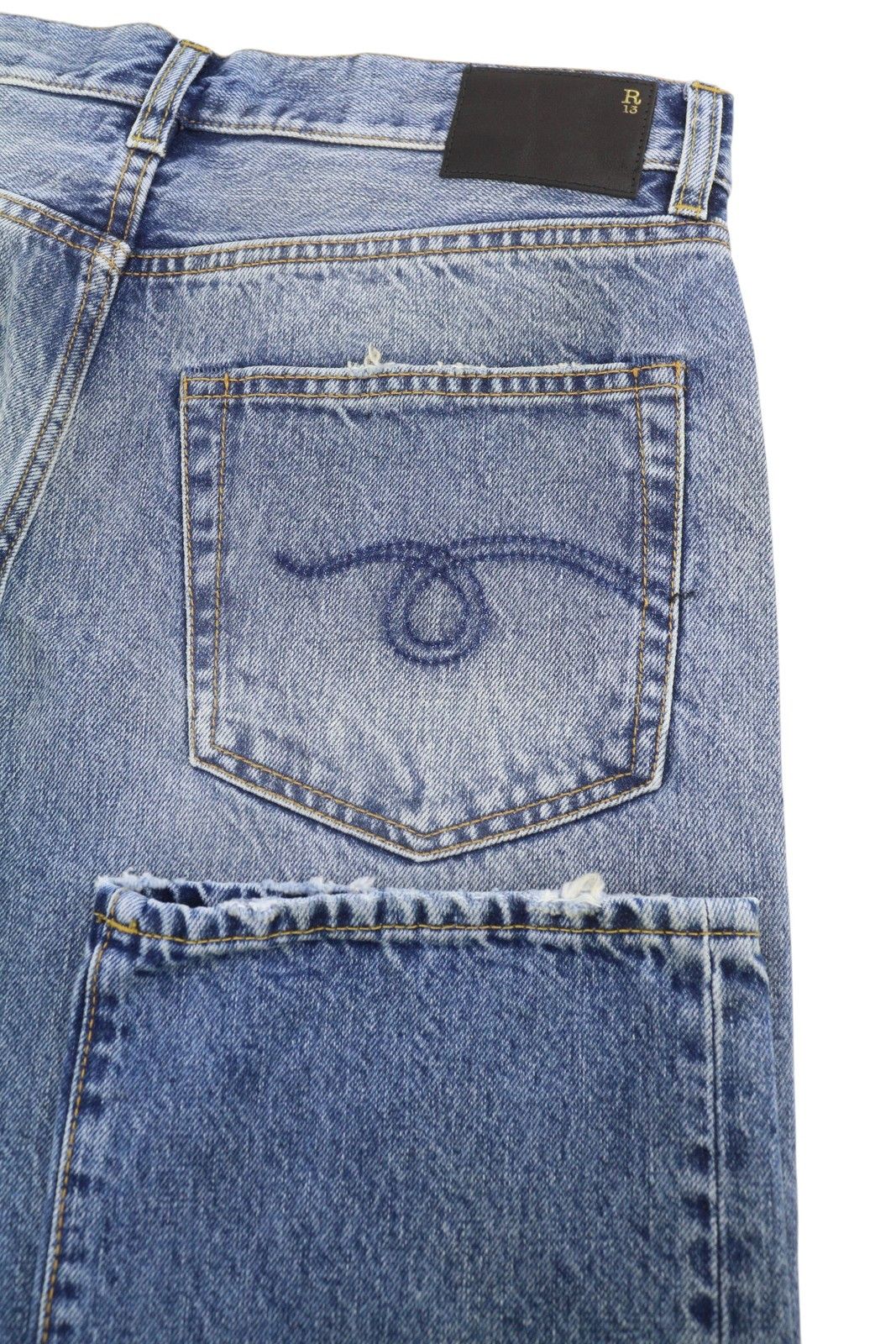 R13 BOYFRIEND 27 Jasper Cropped Blue PF25 Jeans 87192 Size 27" / US 4 / IT 40 - 6 Thumbnail