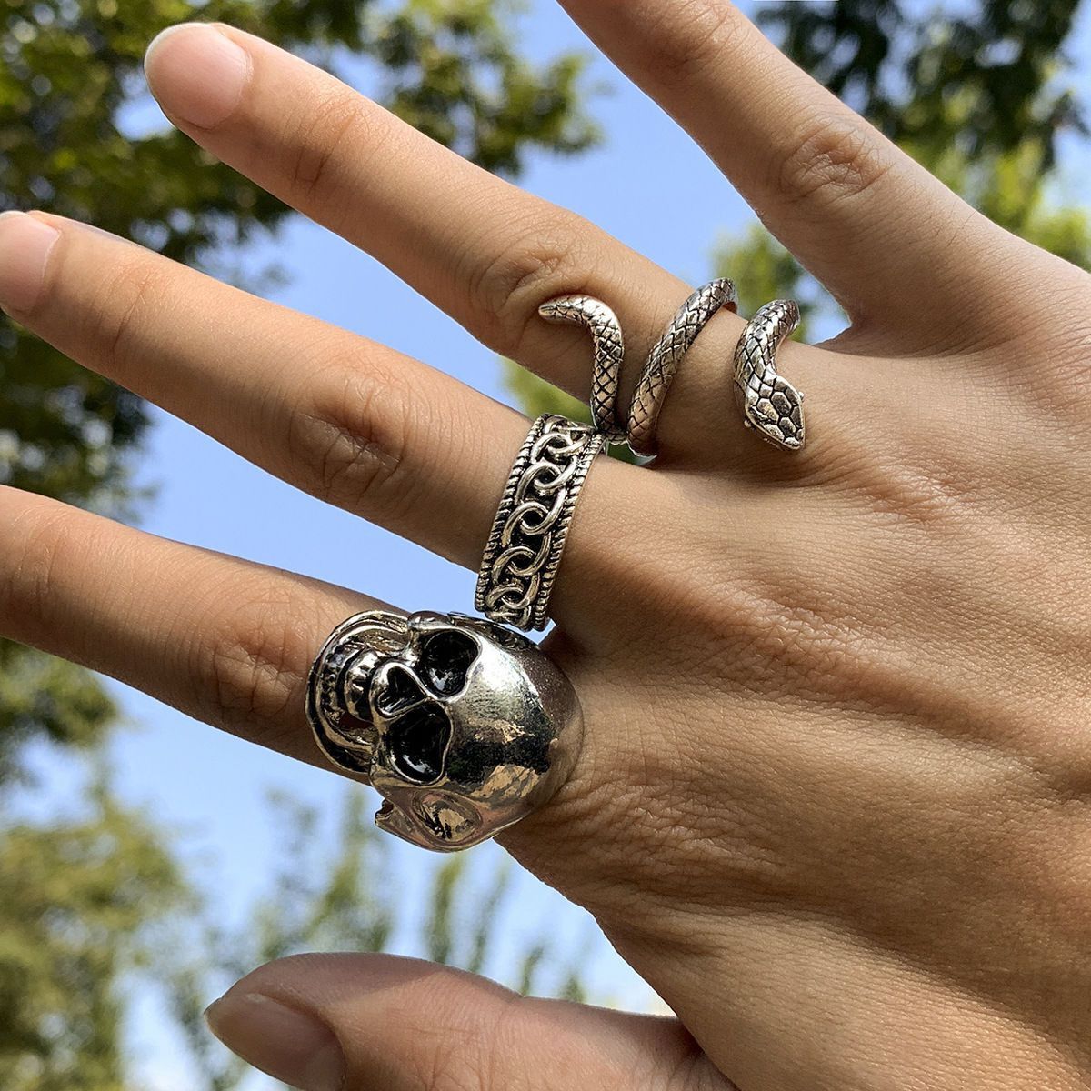 Other Snake Modern Jewelry Rings Open Size Chrome Ring (Size 7-13) Size ONE SIZE - 3 Thumbnail