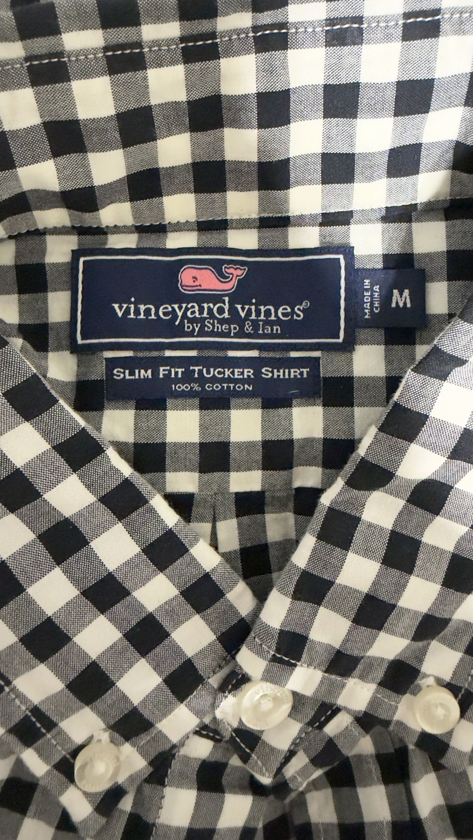 Vineyard Vines Navy Gingham Slim Fit Tucker Longsleeve Shirt Size US M / EU 48-50 / 2 - 2 Thumbnail