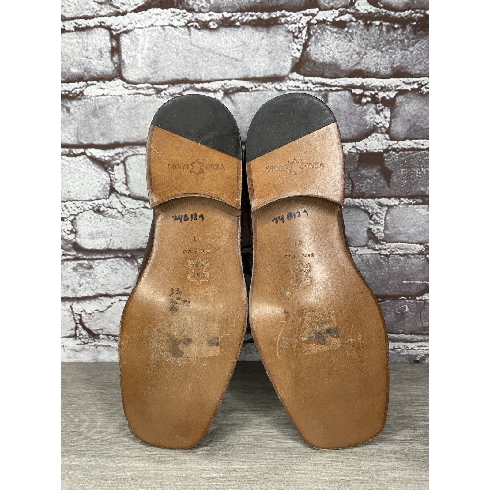 Other Marco Delli Brown Leather Shimmer Square Toe Loafers Dress S Size US 8 / EU 41 - 23 Thumbnail