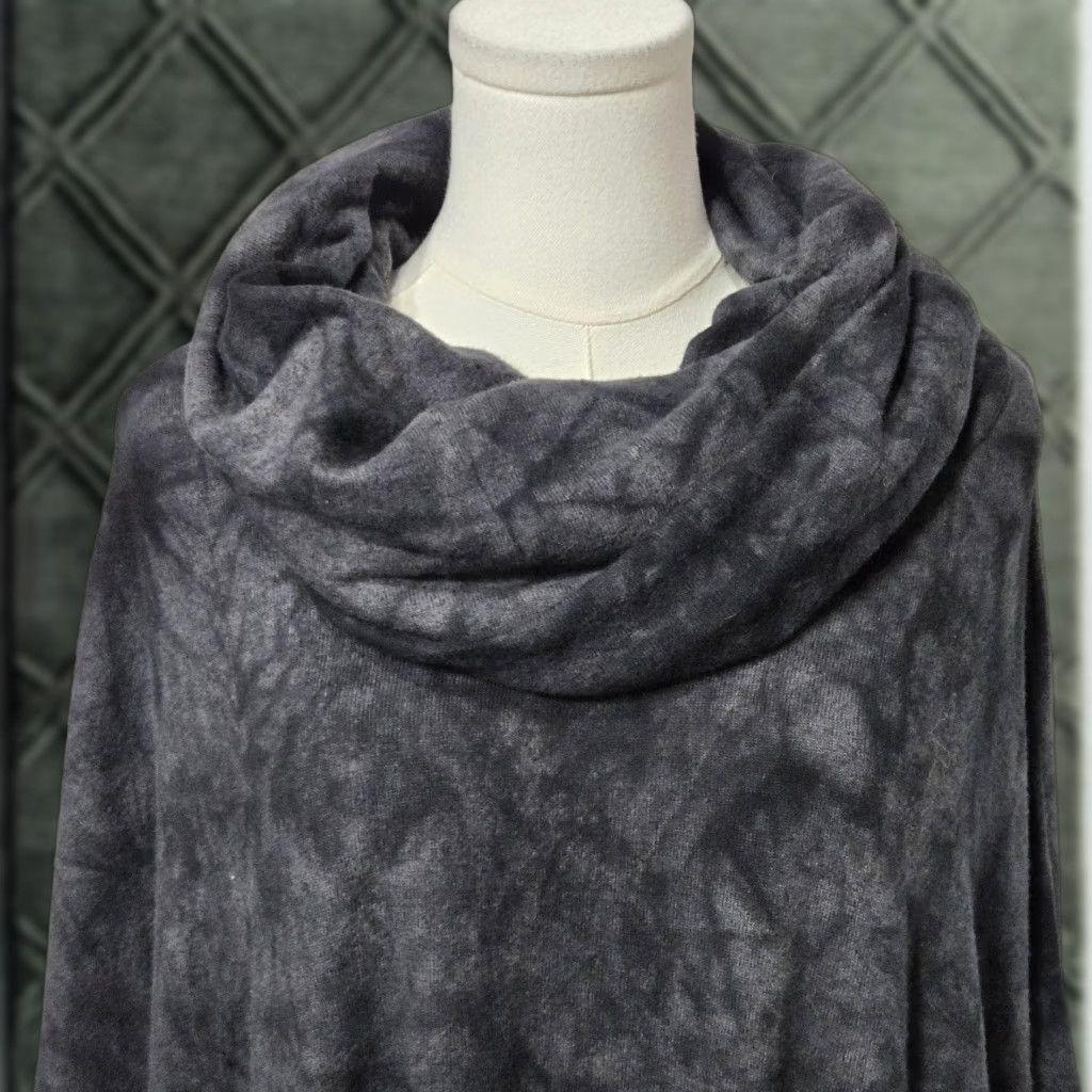 Vintage French Kyss Cape Sweater Womens 2 Gray Geometric Cowl Neck Lightweight Poncho Size XS / US 0-2 / IT 36-38 - 1 Thumbnail