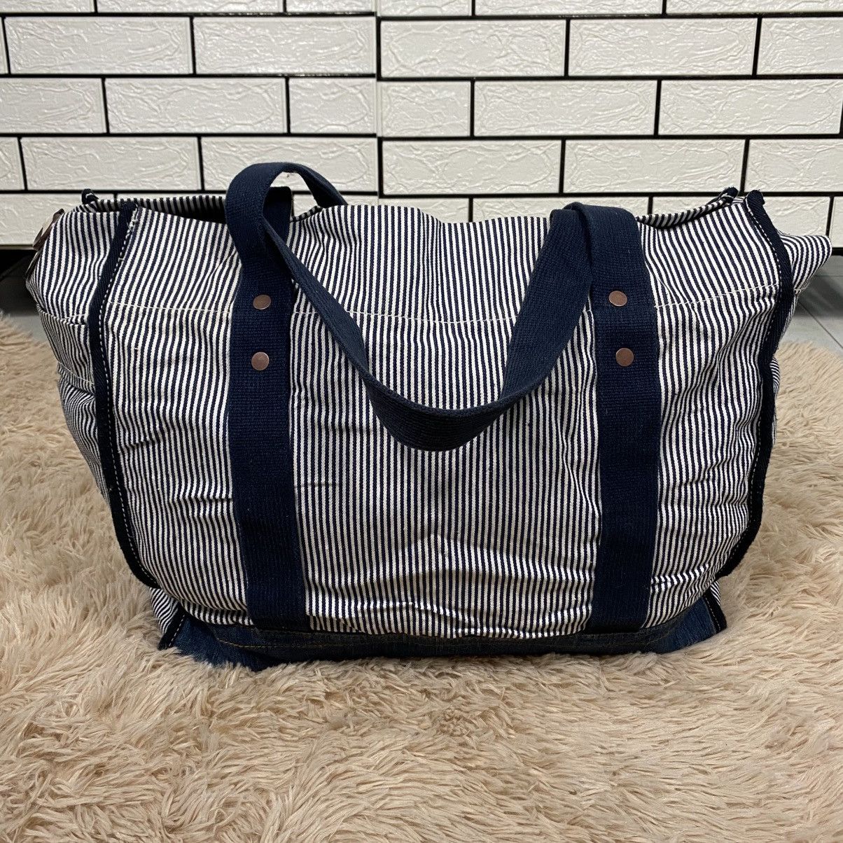 Japanese Brand 📌Vintage Striped Design Chore Bag Gap Hickory Issey Miyake Size ONE SIZE - 1 Thumbnail