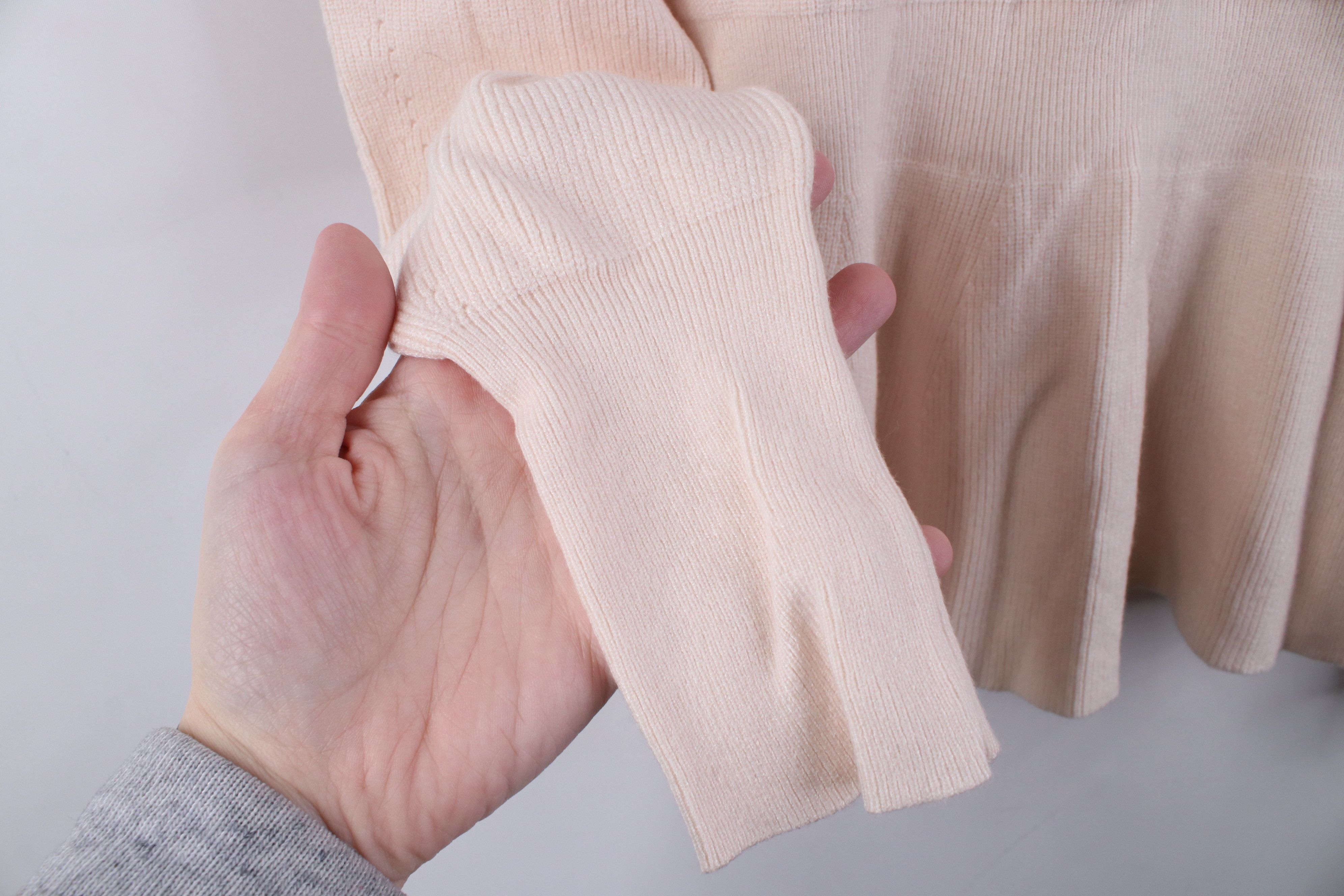 Express New Express Sleeve Ribbed Knit Ruffled Sweater Light Pink Size S / US 4 / IT 40 - 6 Thumbnail