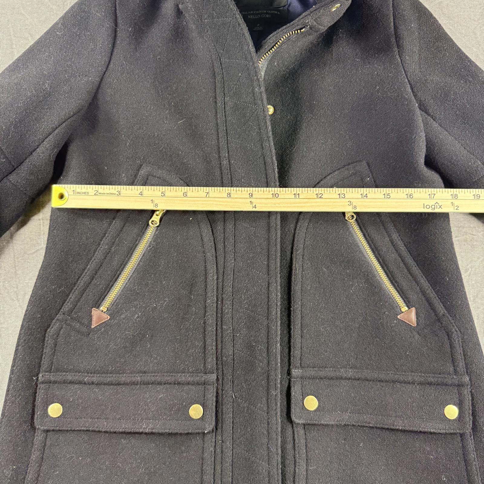 J.Crew J-Crew Coat Women's 2 Black Nello Gori Italian Stadium Wool Size XS / US 0-2 / IT 36-38 - 5 Thumbnail