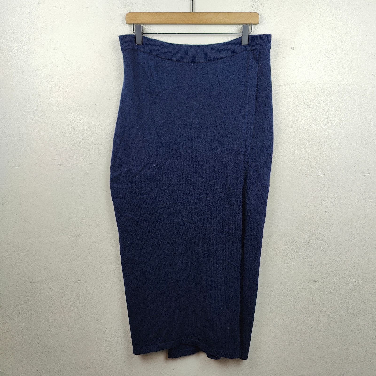 Other Vintage William Kasper Cashmere Maxi Skirt Medium Navy Blue Size 29" - 1 Thumbnail