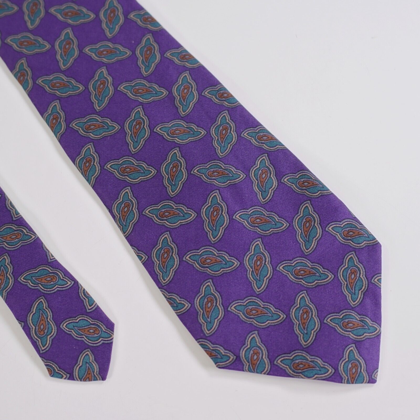 Aquascutum Aquascutum London Purple Teal Geometric Print Silk Tie Size ONE SIZE - 1 Thumbnail
