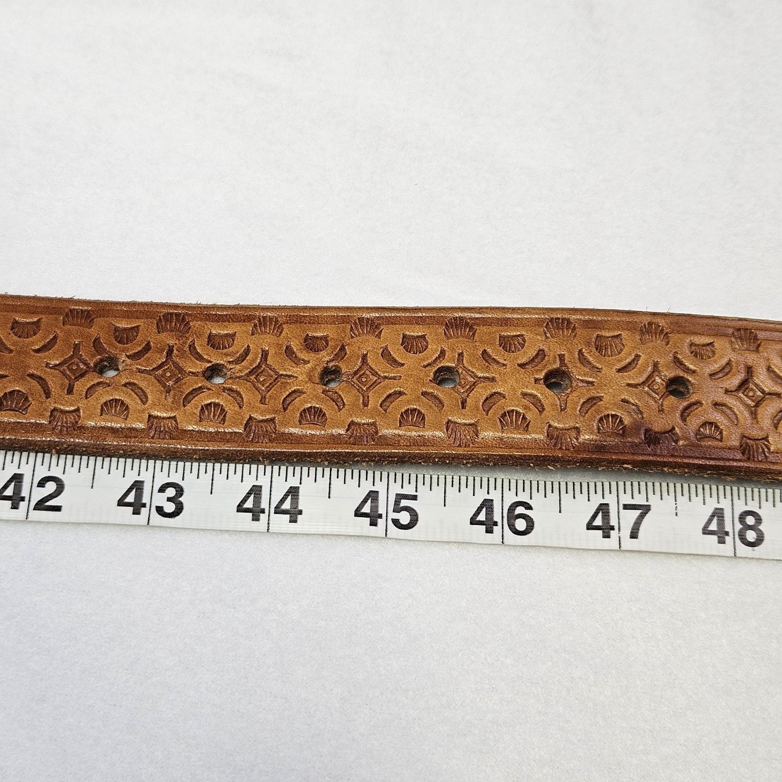 Vintage Tooled Leather Western Belt Southwestern Removable Buckle Size 42 - 14 Thumbnail