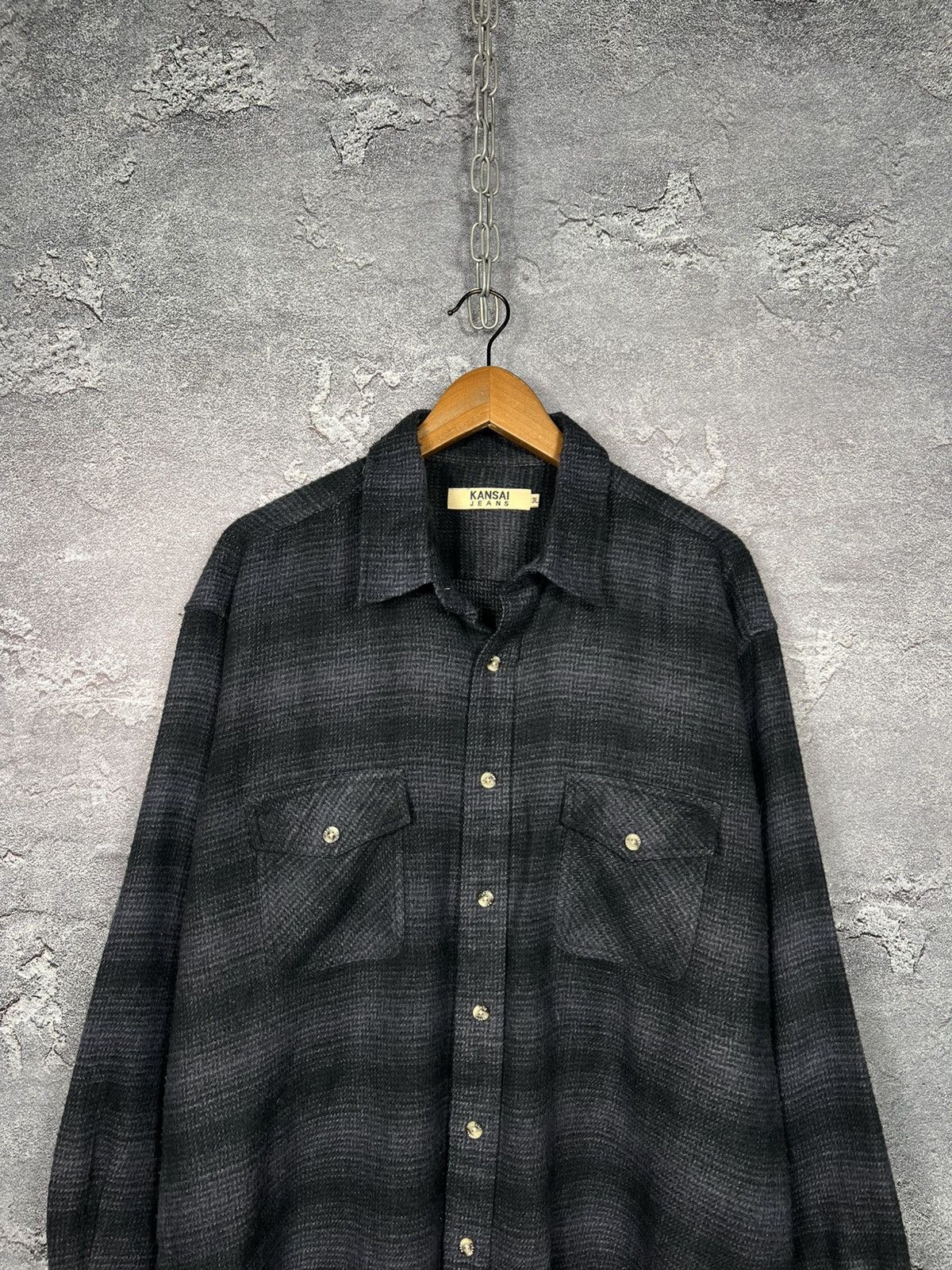 Kansai Yamamoto Vintage Kansai Yamamoto Oversized Wool Flannel Shirt Size US XXL / EU 58 / 5 - 2 Thumbnail