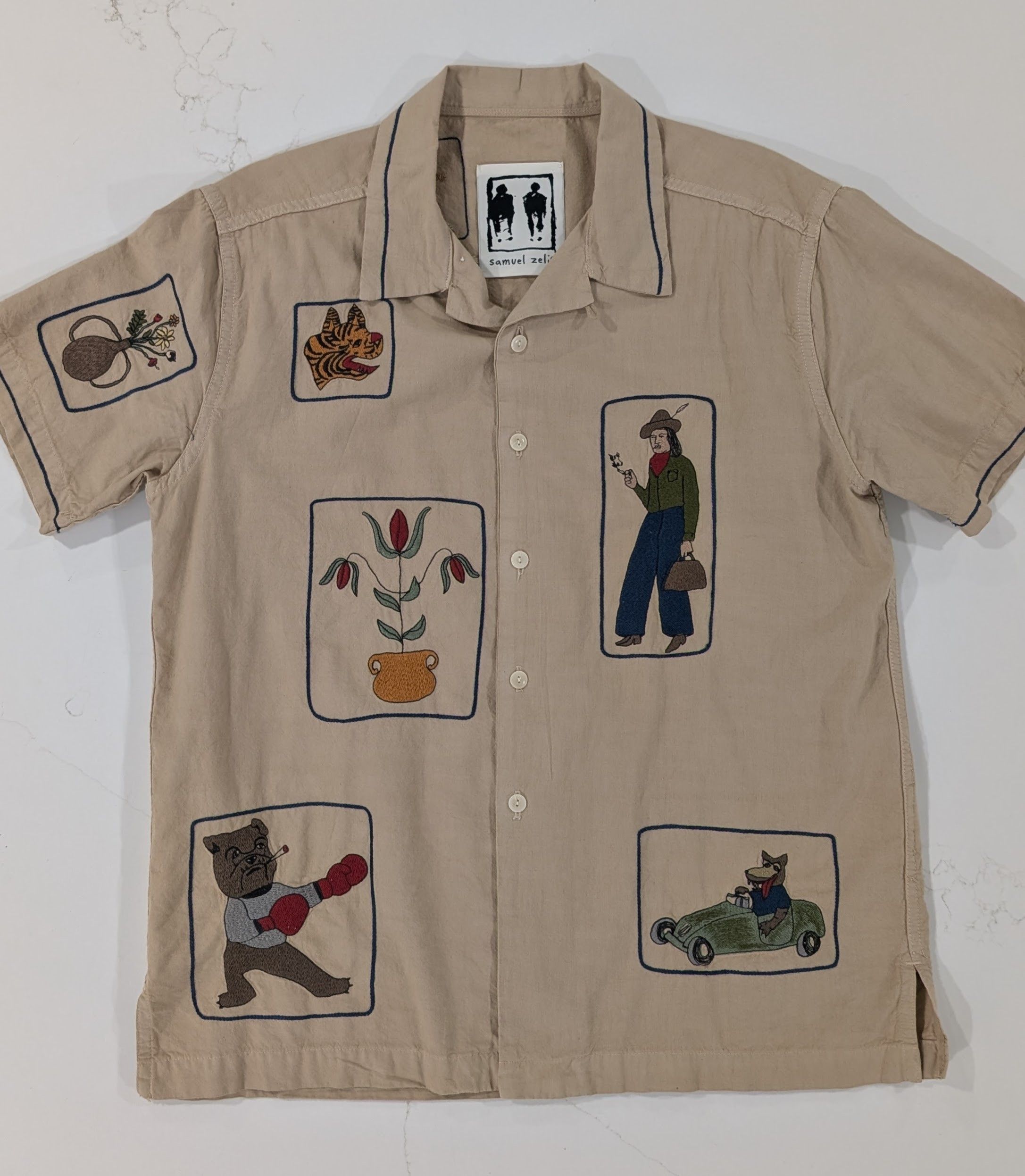 Samuel Zelig Box Camp Shirt Embroidered Art