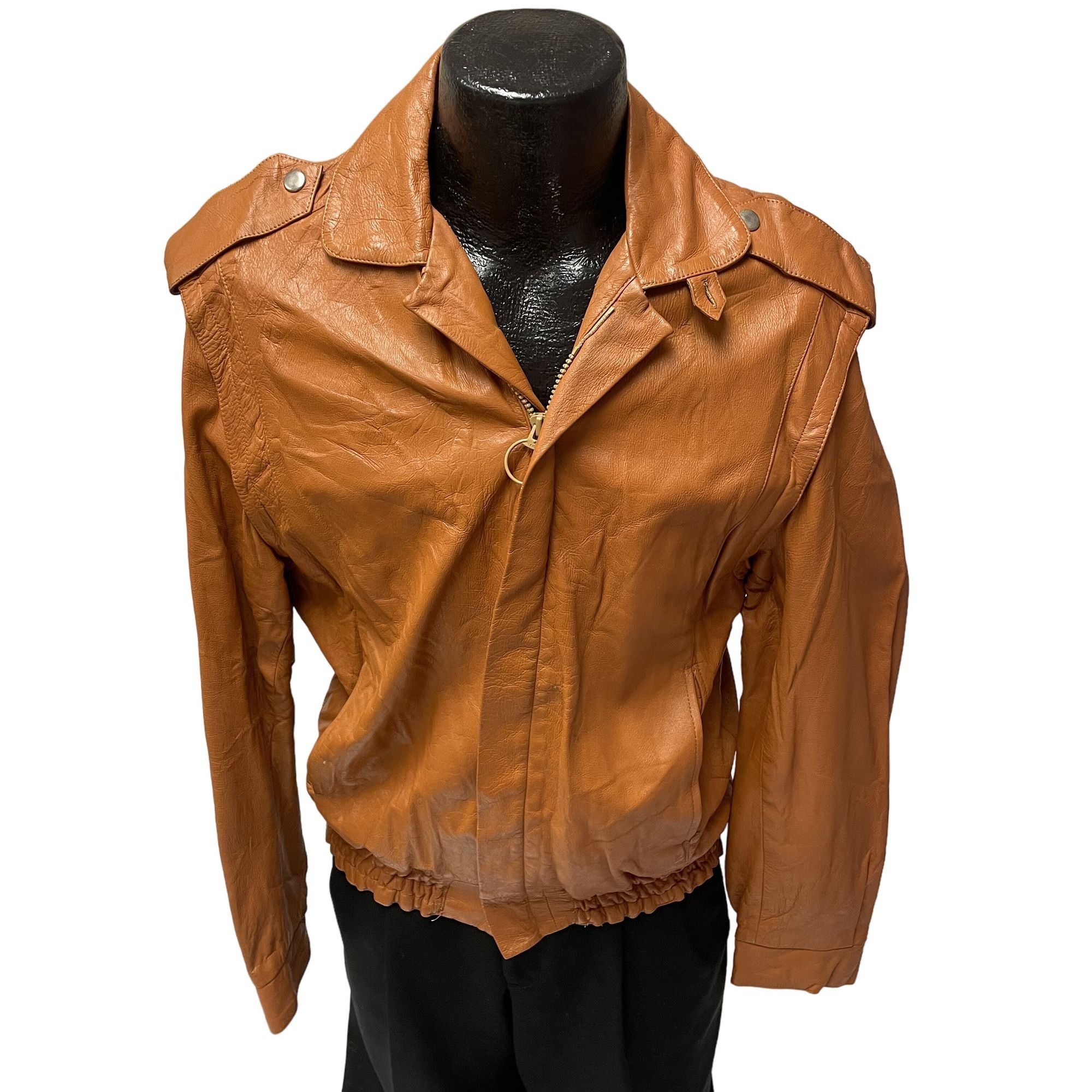 Other Vtg COGNAC Leather CAFE RACER Jacket MoTo Biker Jacket Size US S / EU 44-46 / 1 - 1 Thumbnail