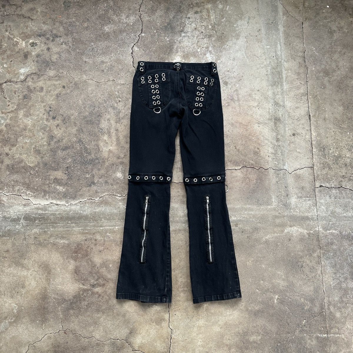 Beauty Beast × Seditionaries Vintage Banned Alternative Punk Ringed Zip Flared Pants Size 28" / US 6 / IT 42 - 2 Thumbnail