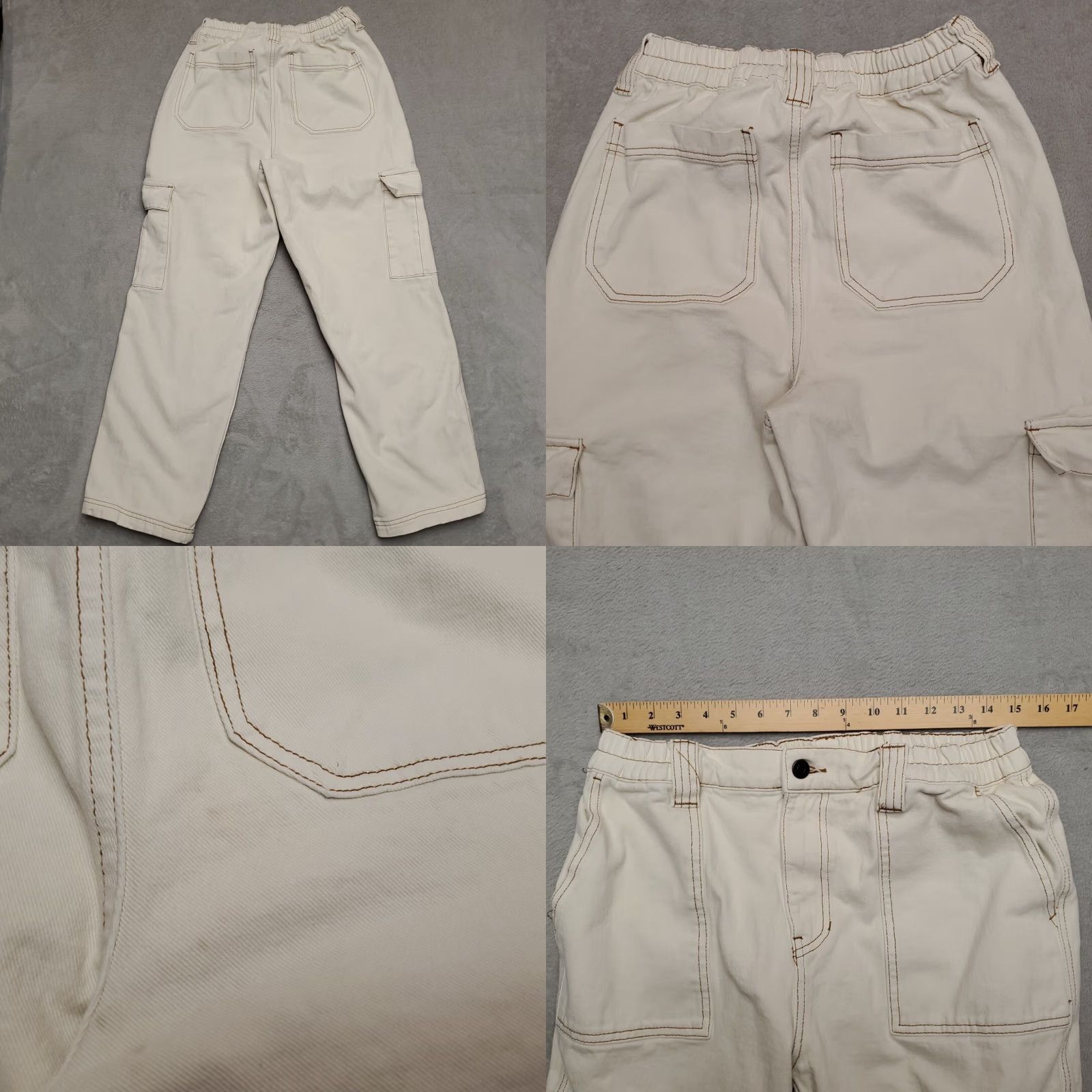 Pacsun Pacsun Cargo pants Mens Large White Twill Elastic Waist Y2k Retro Skate Utility Pants Size US 38 / EU 54 - 8 Thumbnail