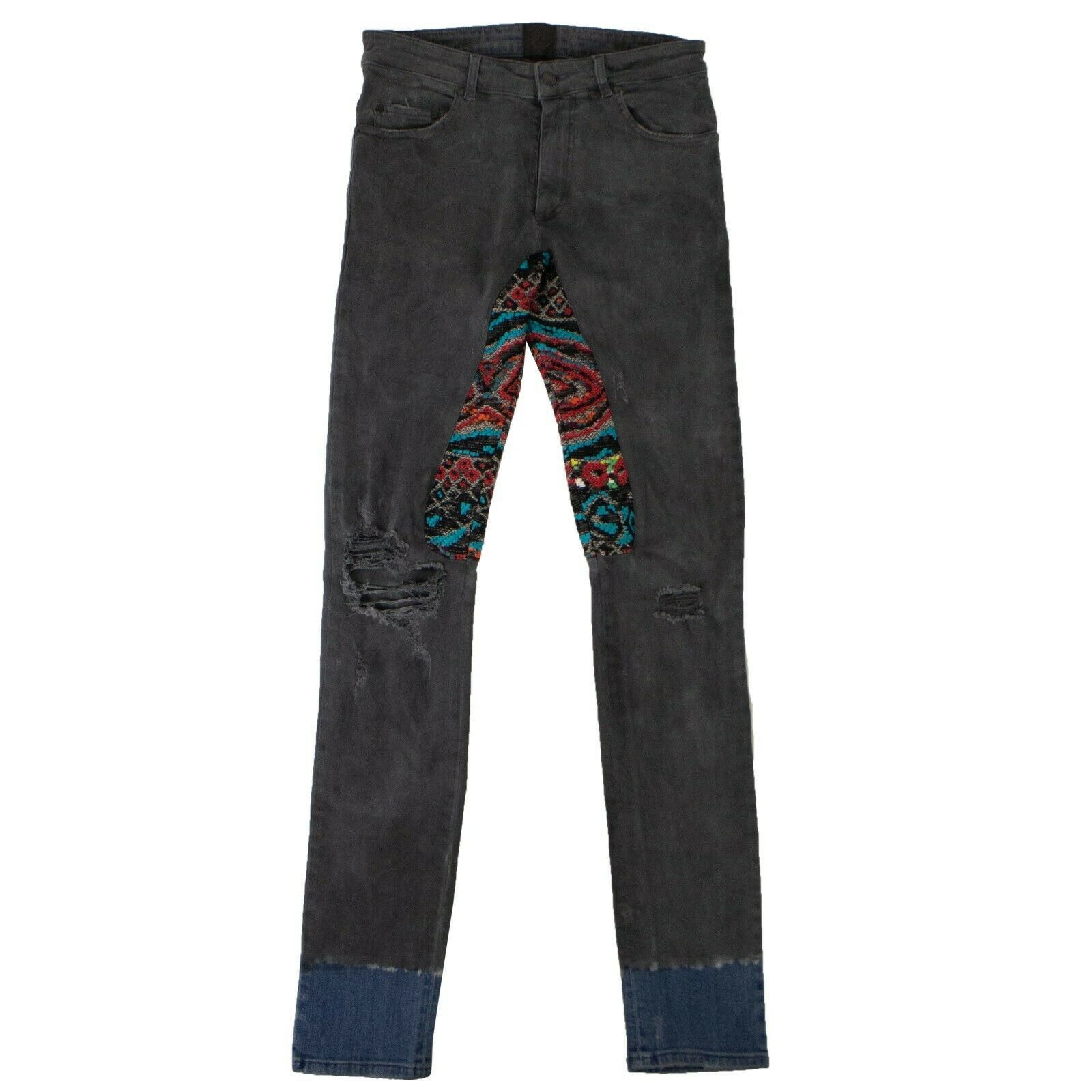 image of Alchemist Gray Dino Jacquard And Dip Dyed Jeans Pants Size 32, Men's