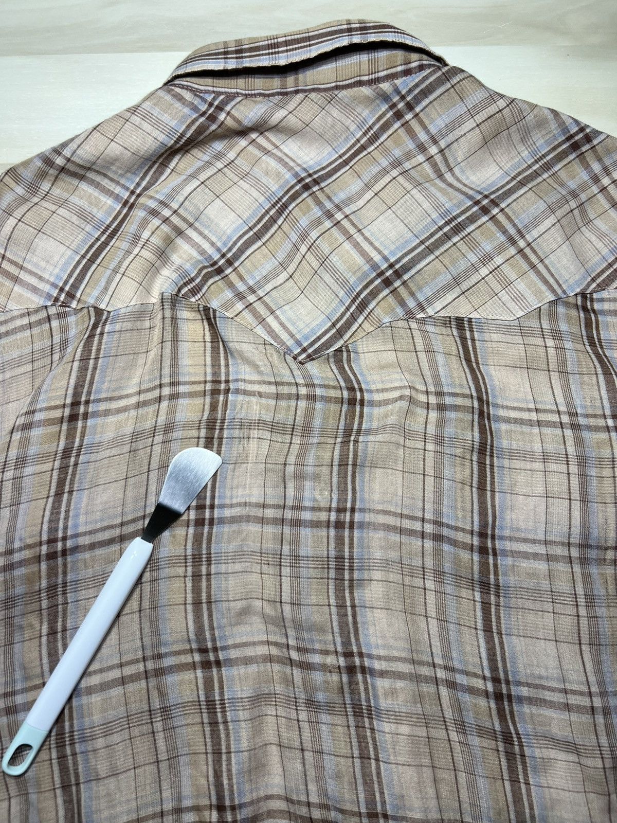 Other Silver Spur S/S Western Pearl Snap Shirt Sz 17 Tan & Blue Size US L / EU 52-54 / 3 - 10 Thumbnail