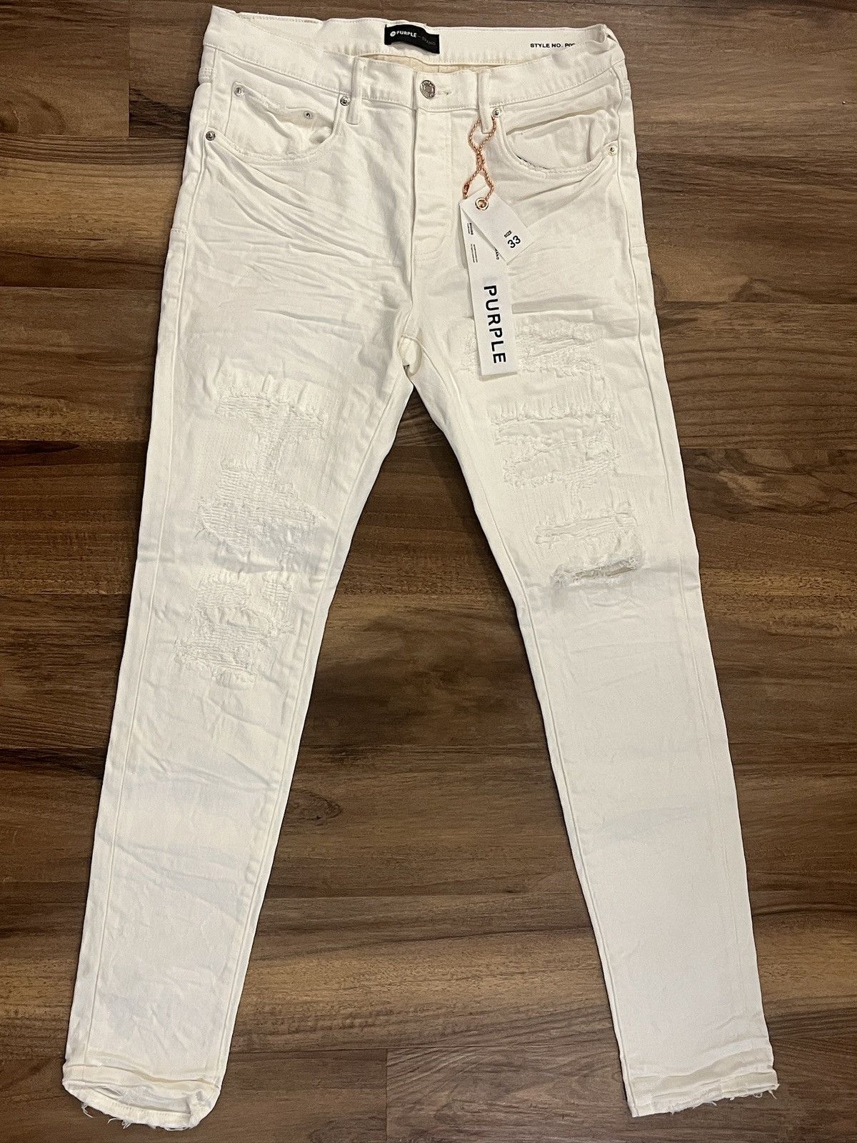 Purple Brand White sz 33 jeans brand new distressed Size US 33 - 1 Thumbnail