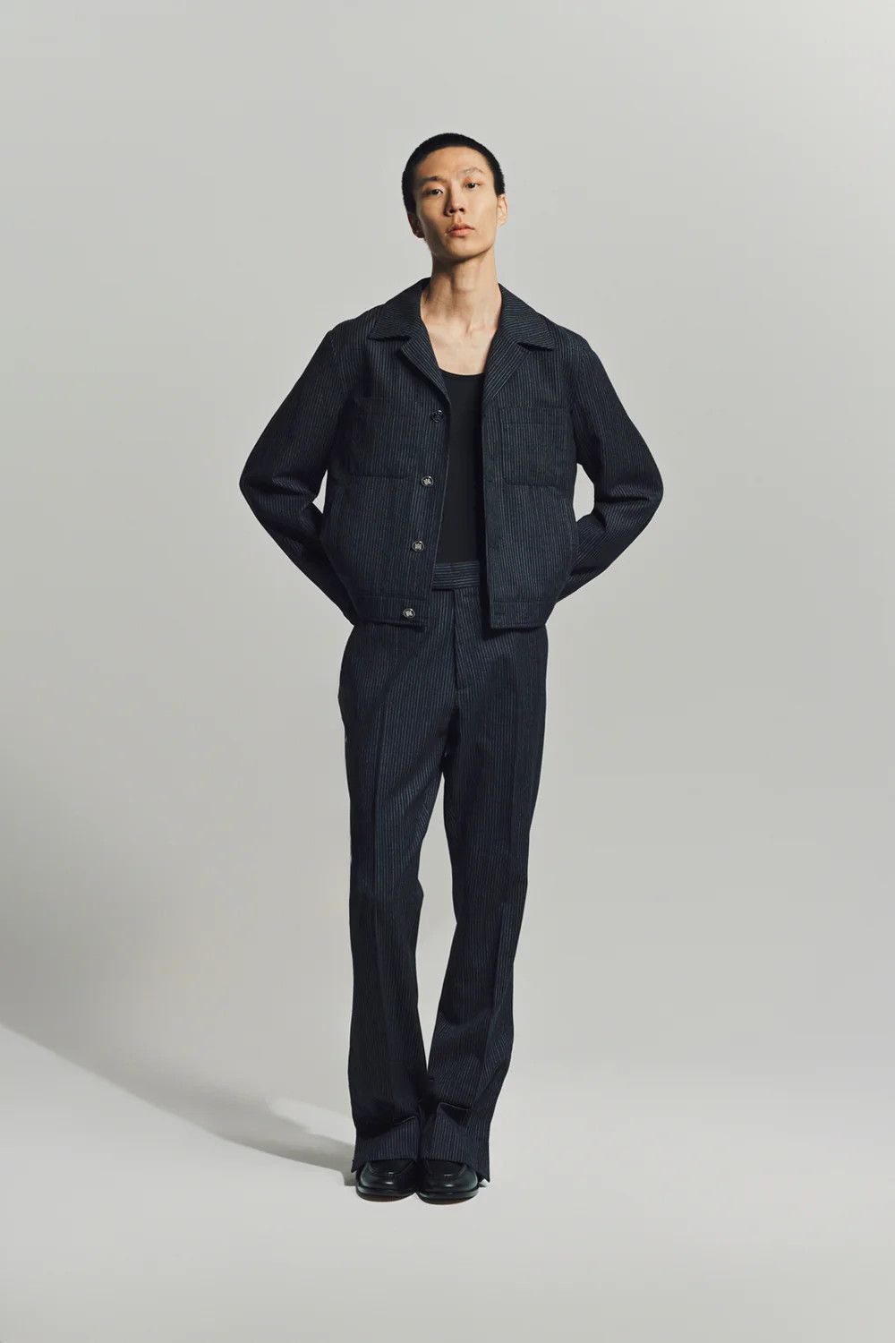 Amiri oc11z0126 Pinstripe Cadet Jacket in Black Size US L / EU 52-54 / 3 - 2 Thumbnail