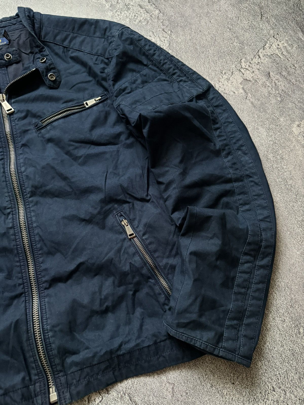 Polo Ralph Lauren × Vintage Polo Ralph Lauren XXL zip bomber style denim bike jacket 00s Size US XXL / EU 58 / 5 - 8 Thumbnail