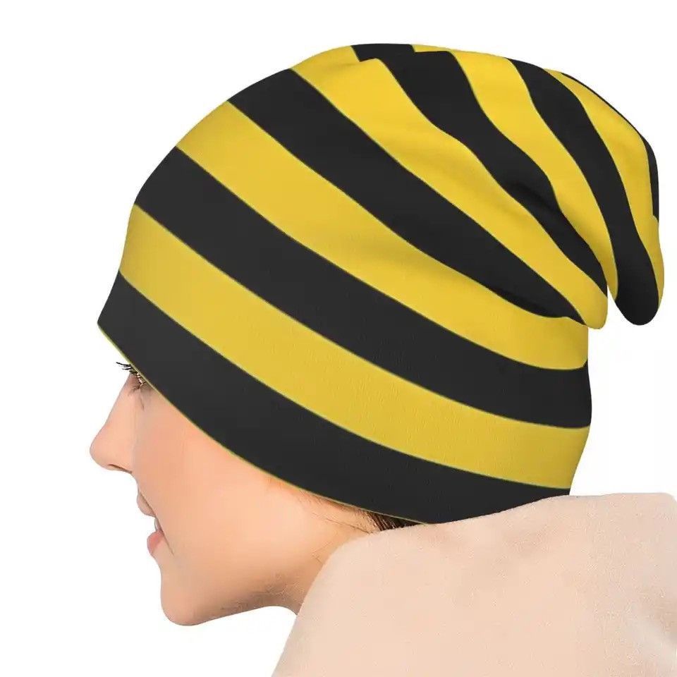 Vintage Yellow And Black Honey Bee Stripes Thin Skullies Beanies Size ONE SIZE - 5 Thumbnail